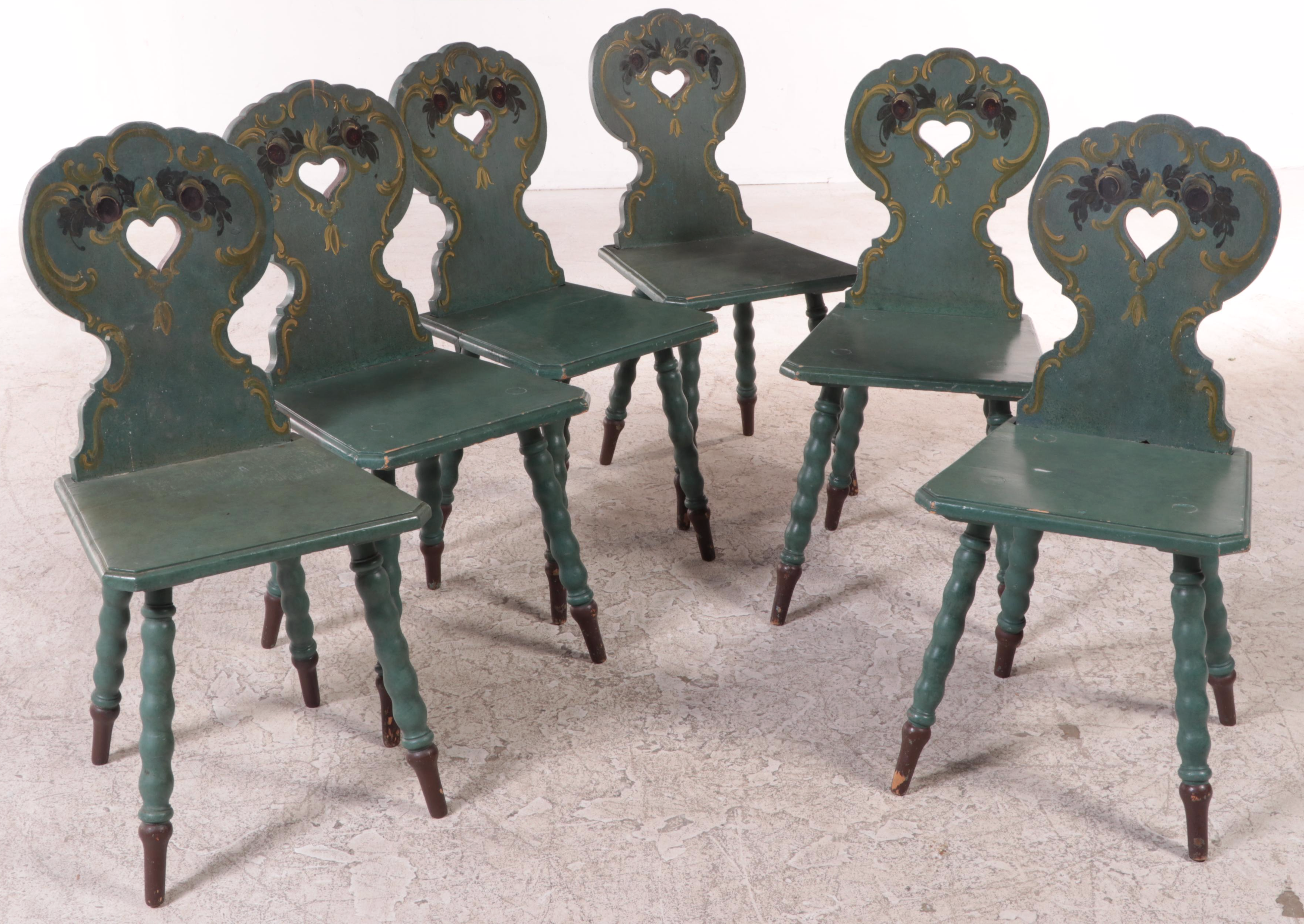 Central European Paint-Decorated Dining Set, 19th Century