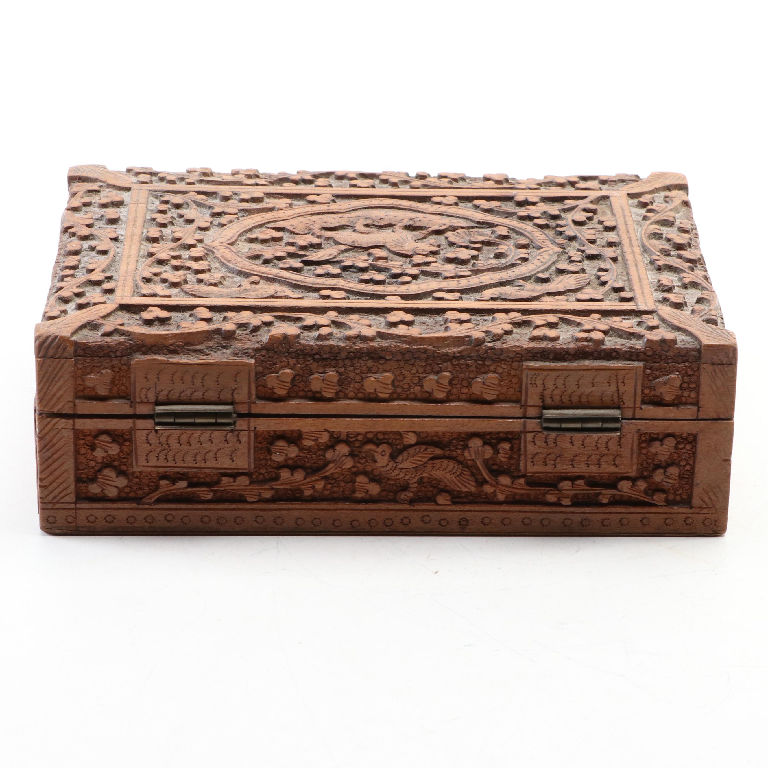 Indian Style Carved Wood Box