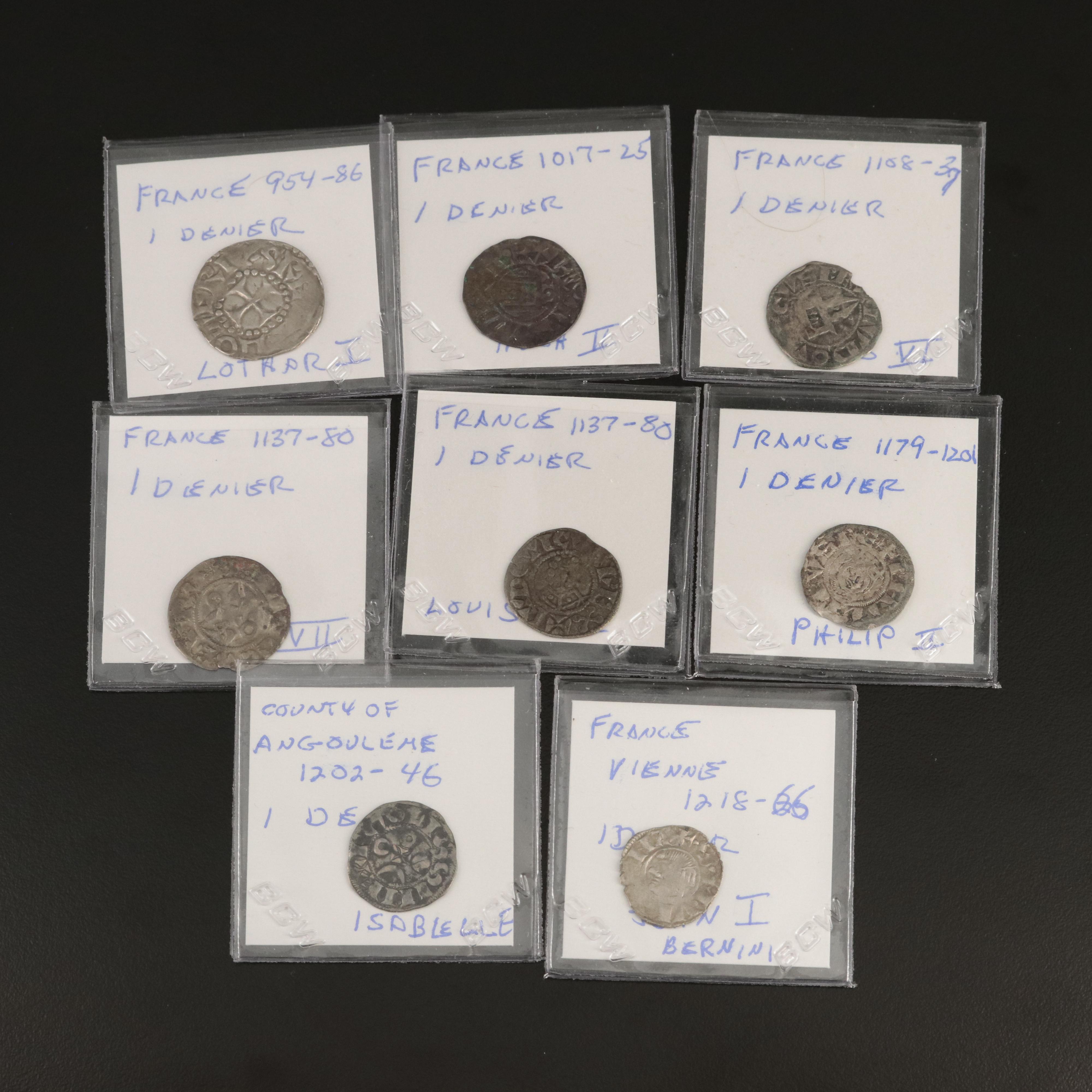 Group of Eight French Denier's