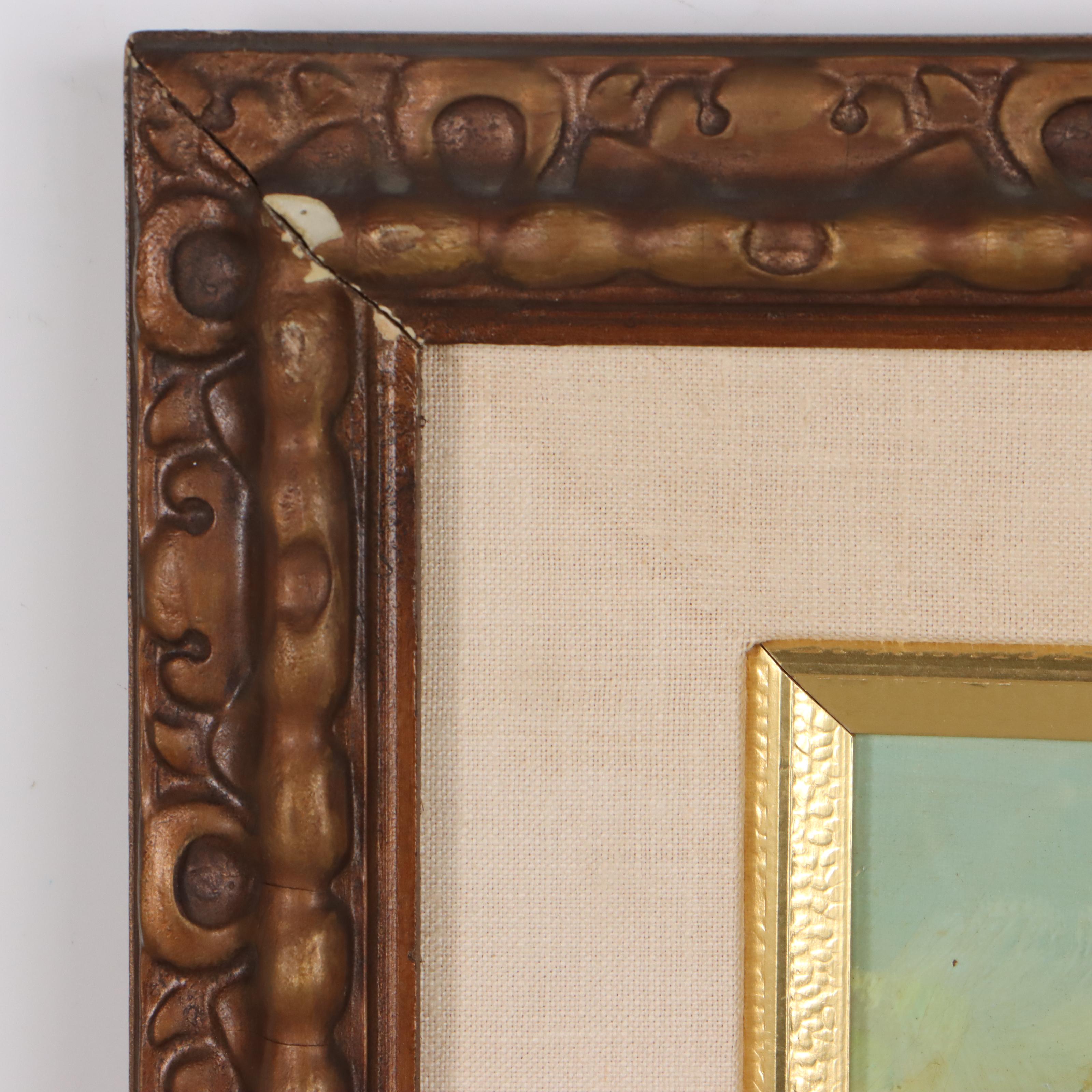 Oil Painting of Two Figures Walking Along Road