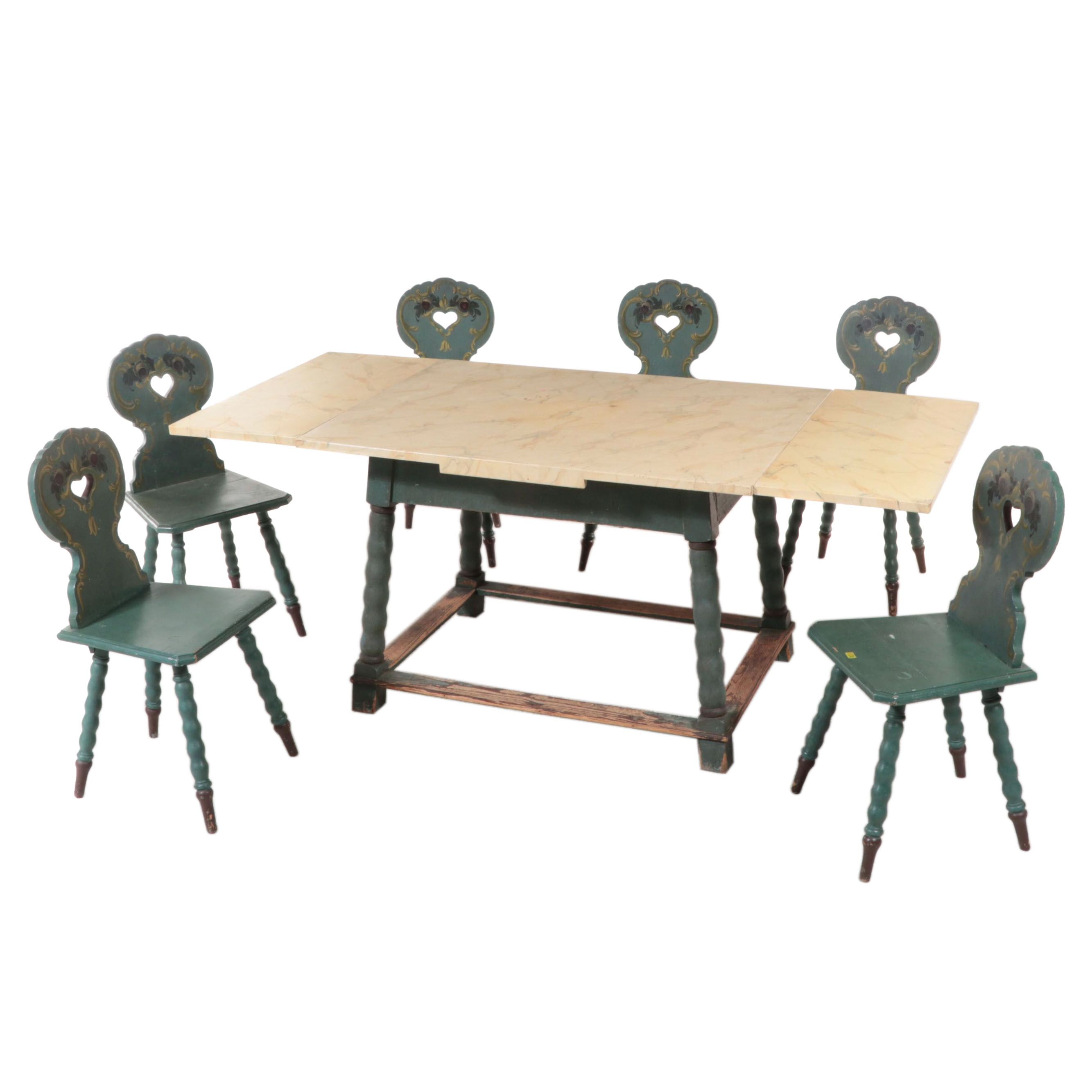 Central European Paint-Decorated Dining Set, 19th Century