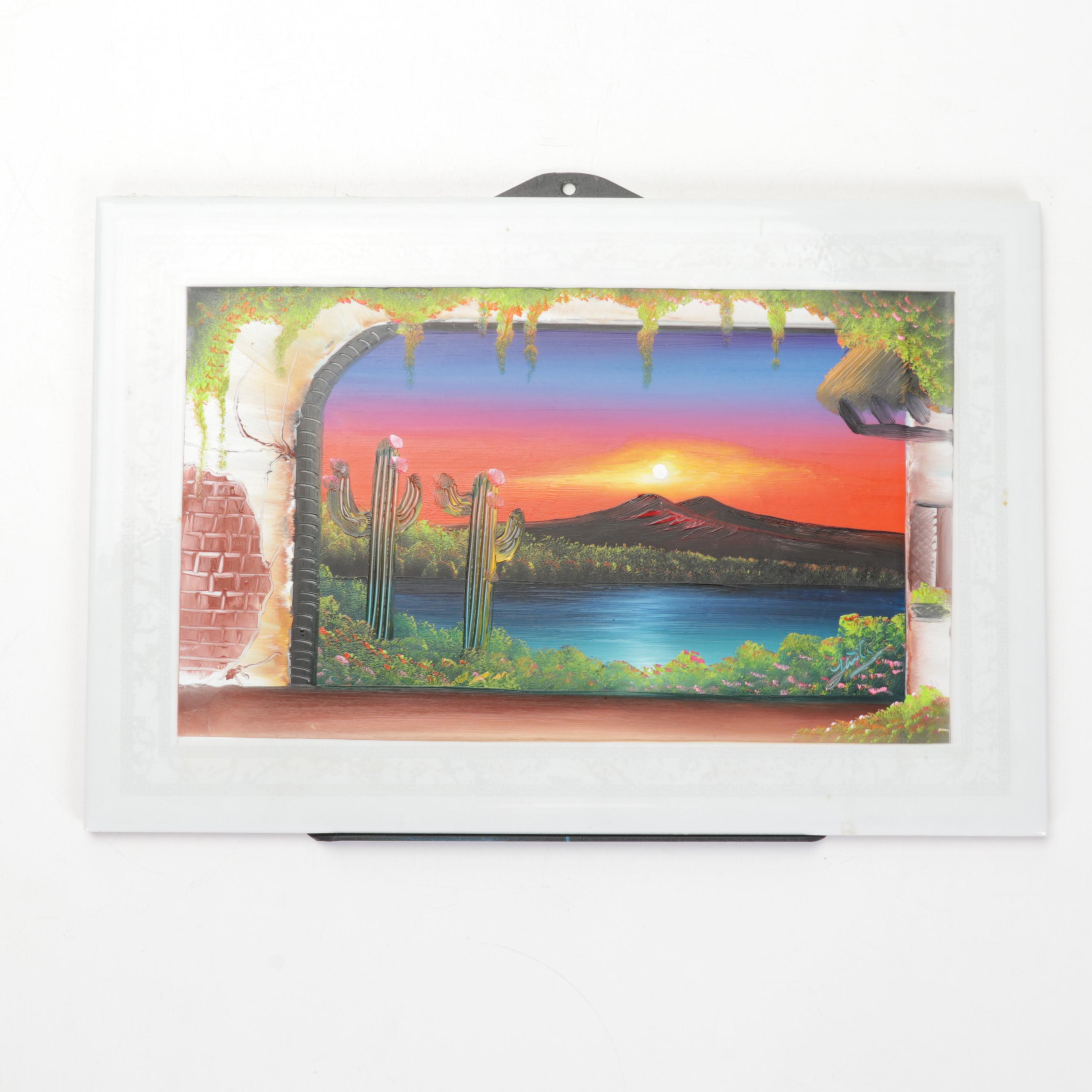 Hand-Painted Sunset Ceramic Wall Tiles