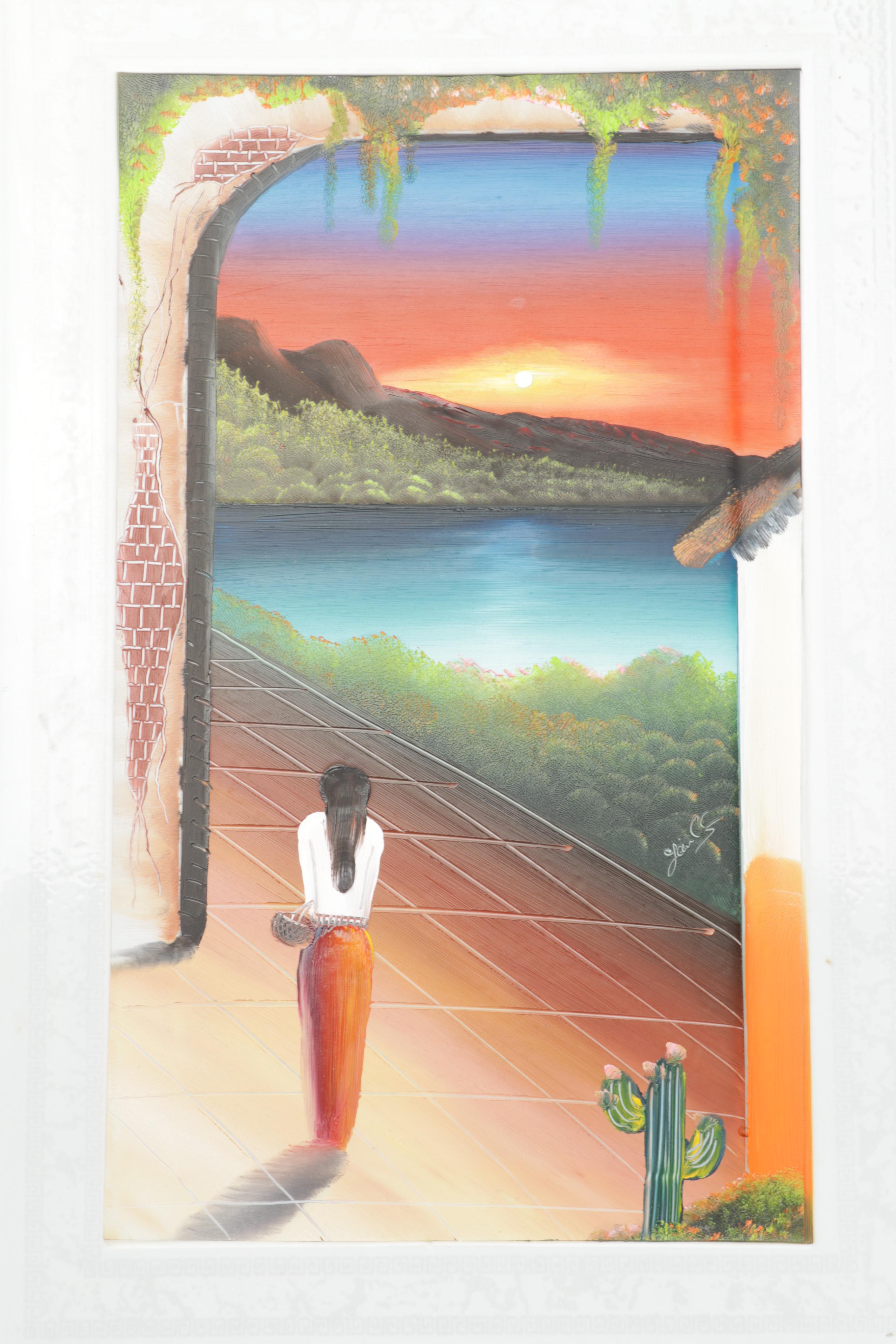 Hand-Painted Sunset Ceramic Wall Tiles