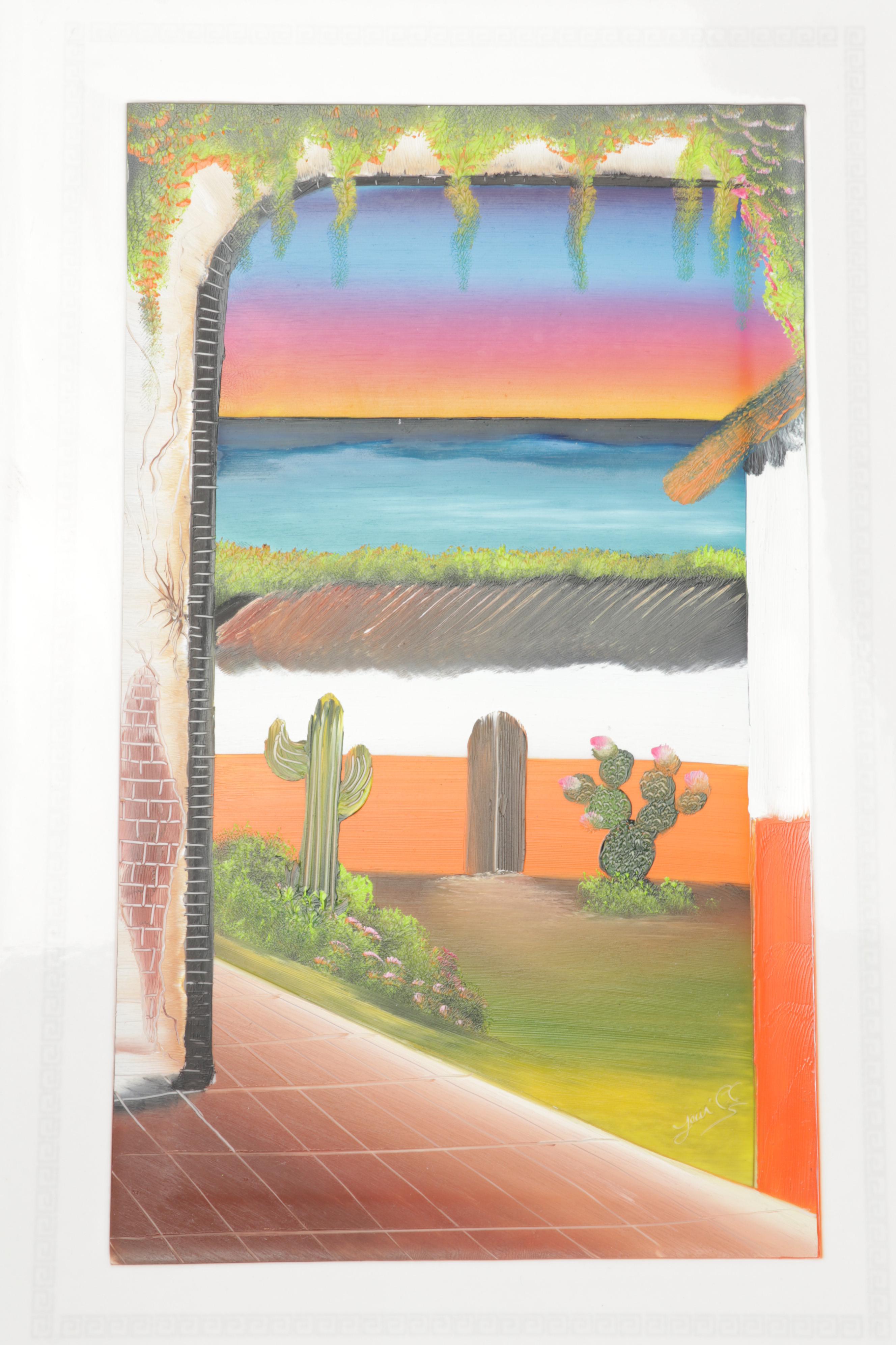 Hand-Painted Sunset Ceramic Wall Tiles