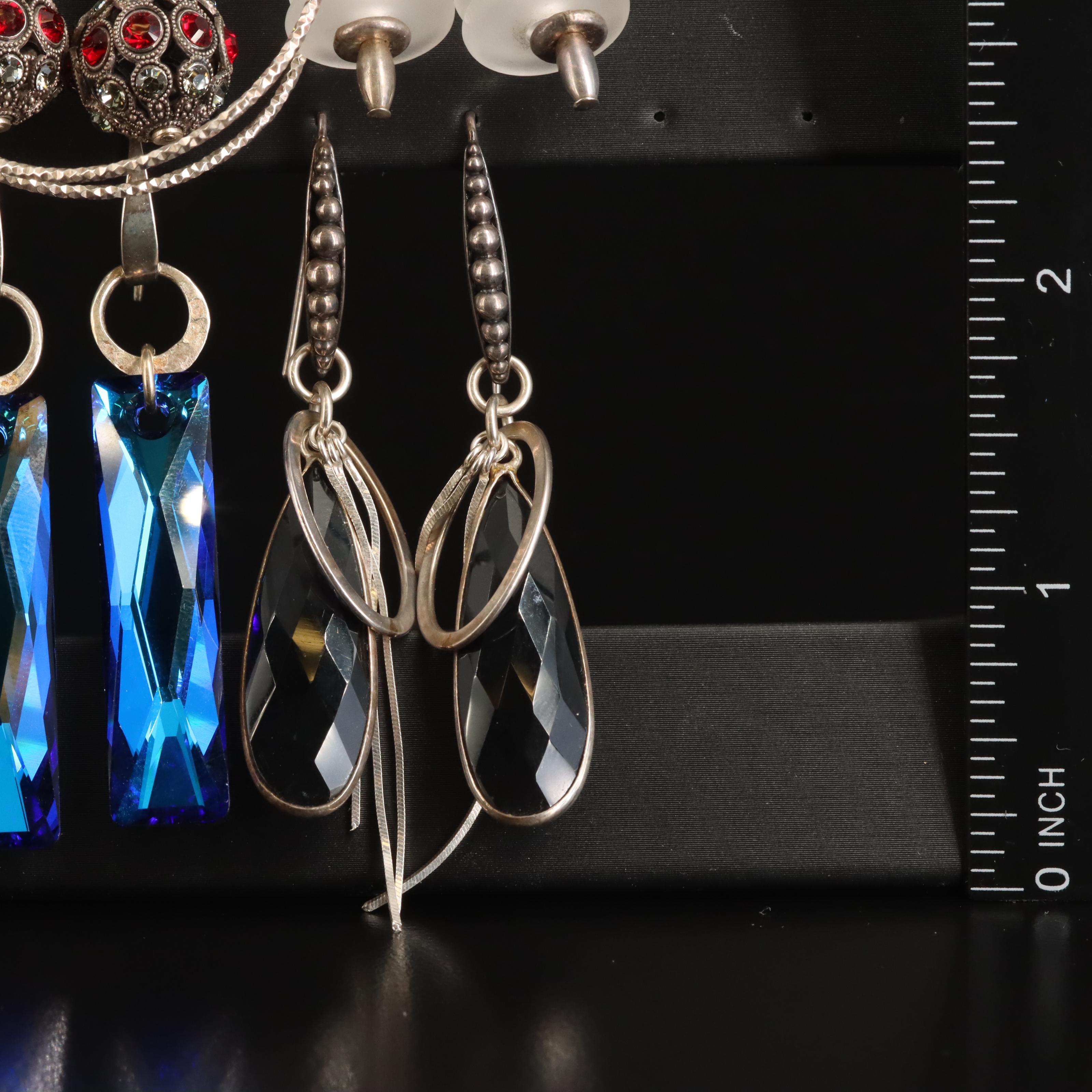 Agate and Black Onyx Featured in Sterling Earring Selection