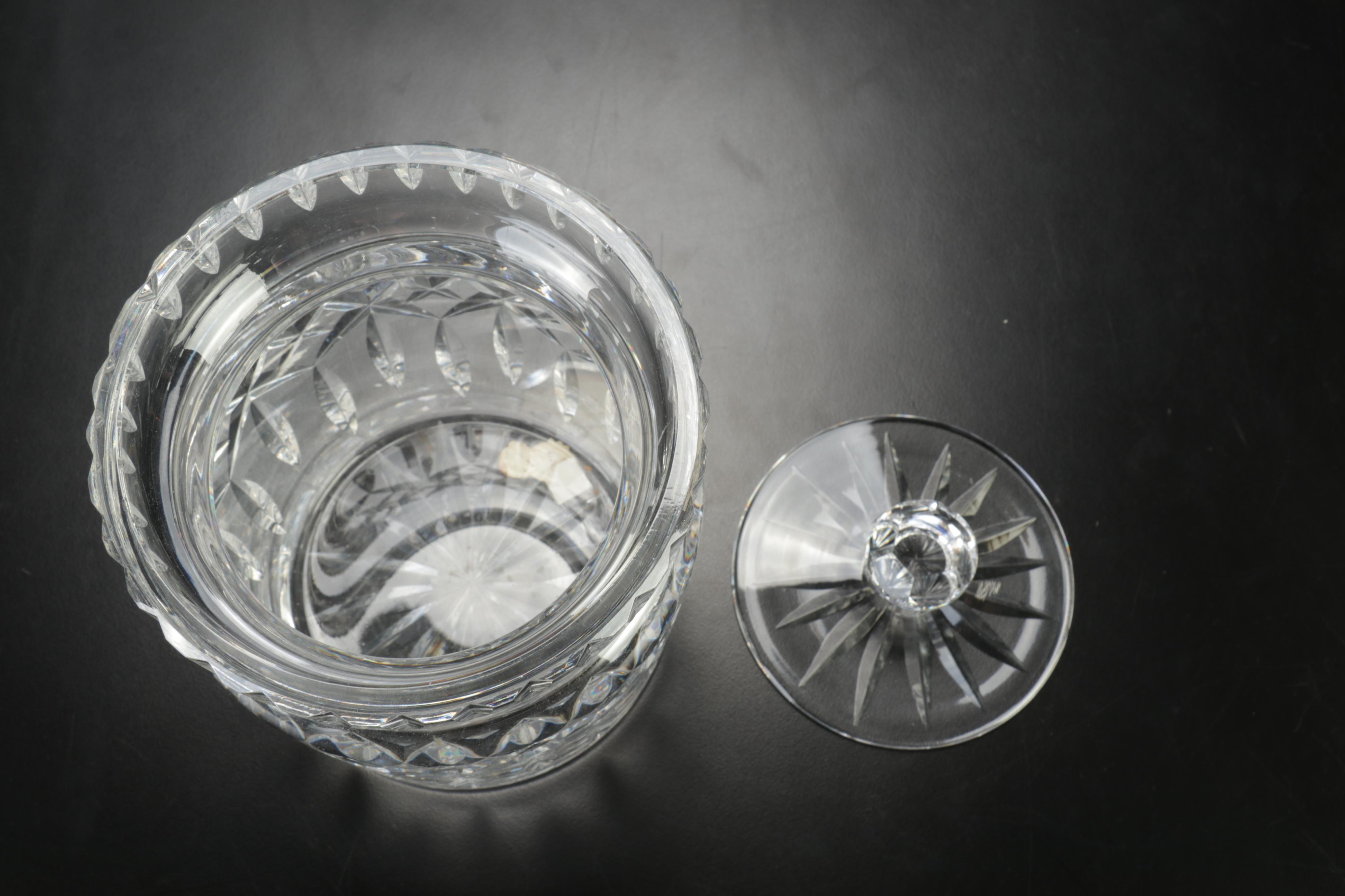 Waterford Crystal "Lismore" Biscuit Barrel with Rosenthal and Other Vases