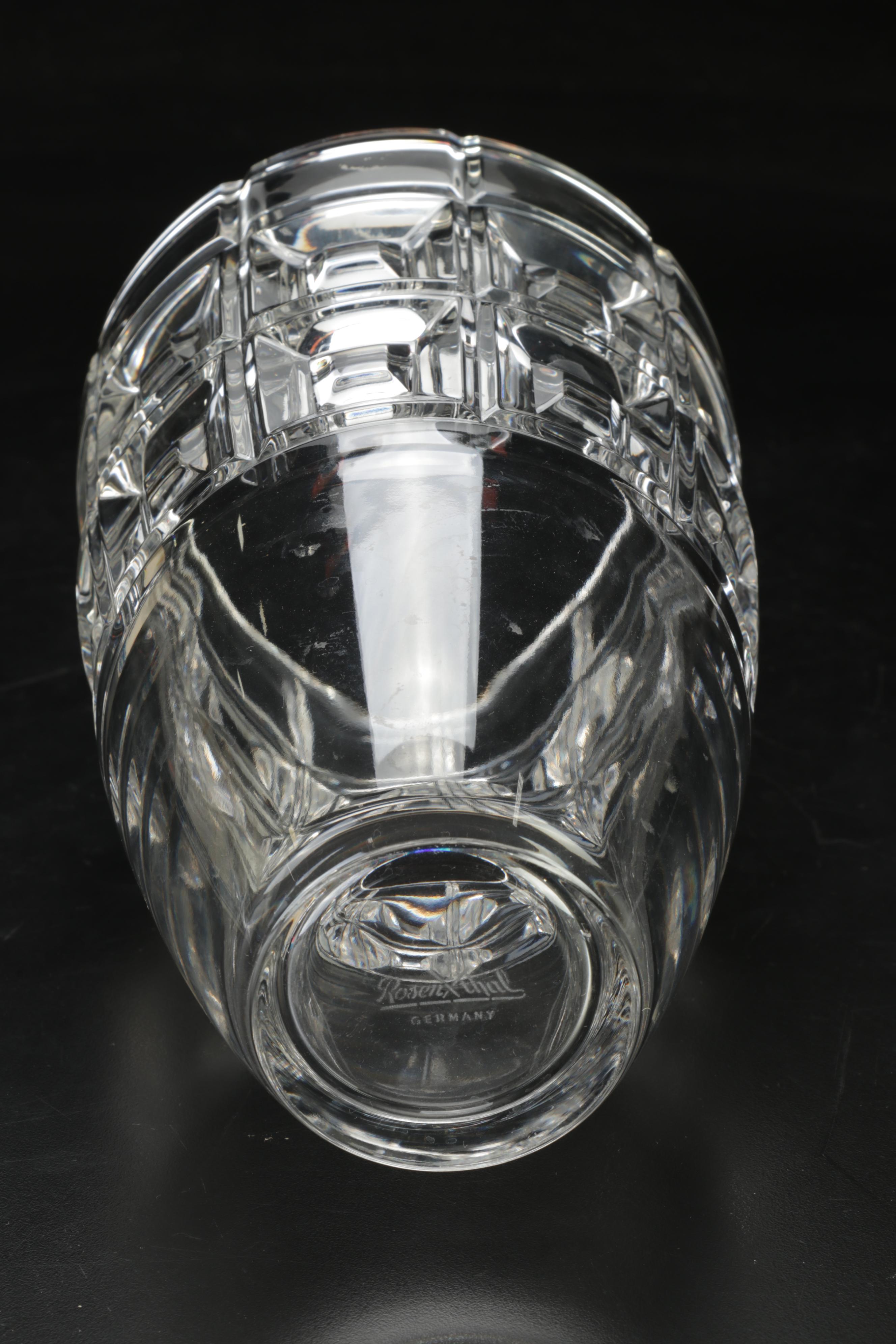 Waterford Crystal "Lismore" Biscuit Barrel with Rosenthal and Other Vases