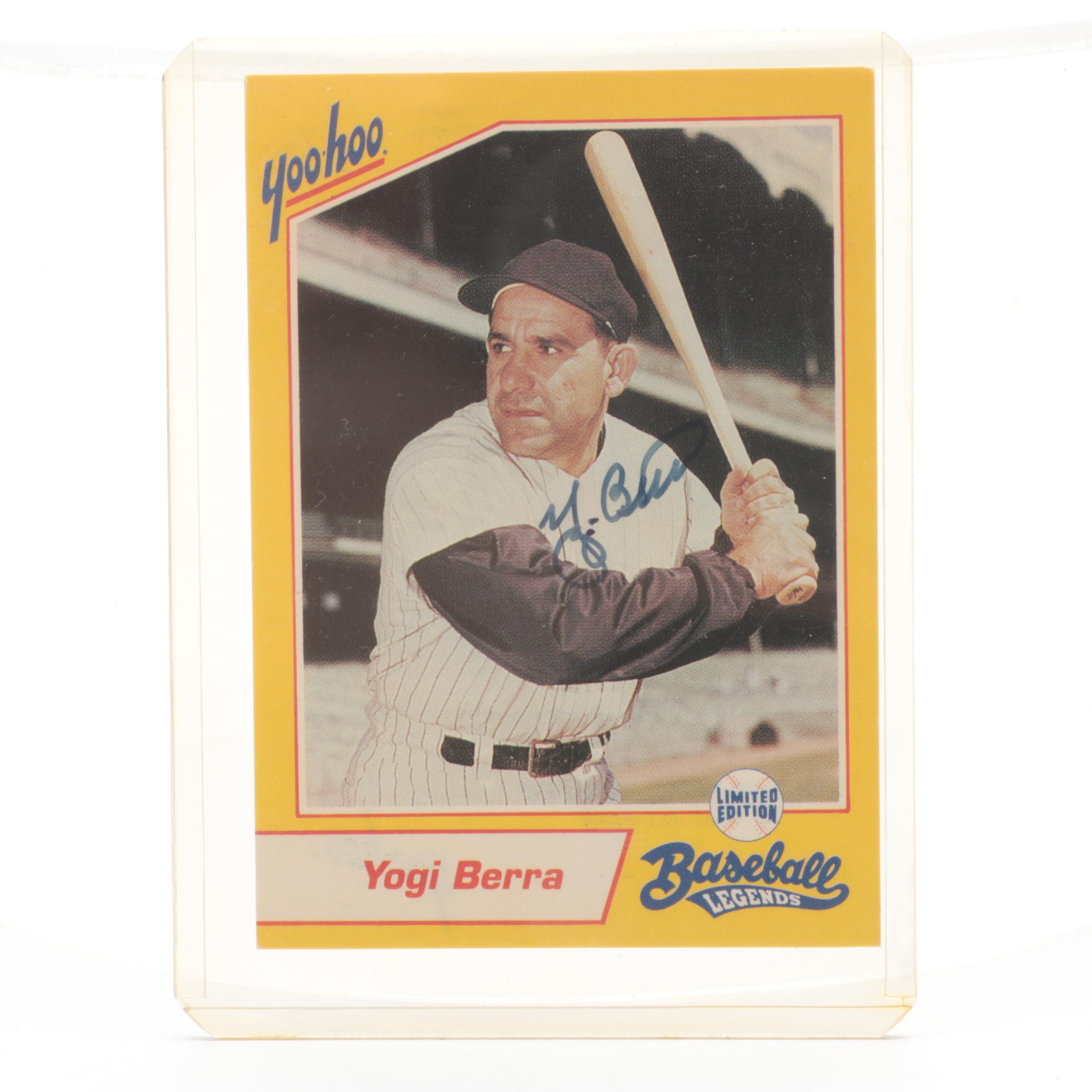New York Yankees Yogi Berra Signed Yoo-Hoo Chocolate Drink Carton, Baseball Card