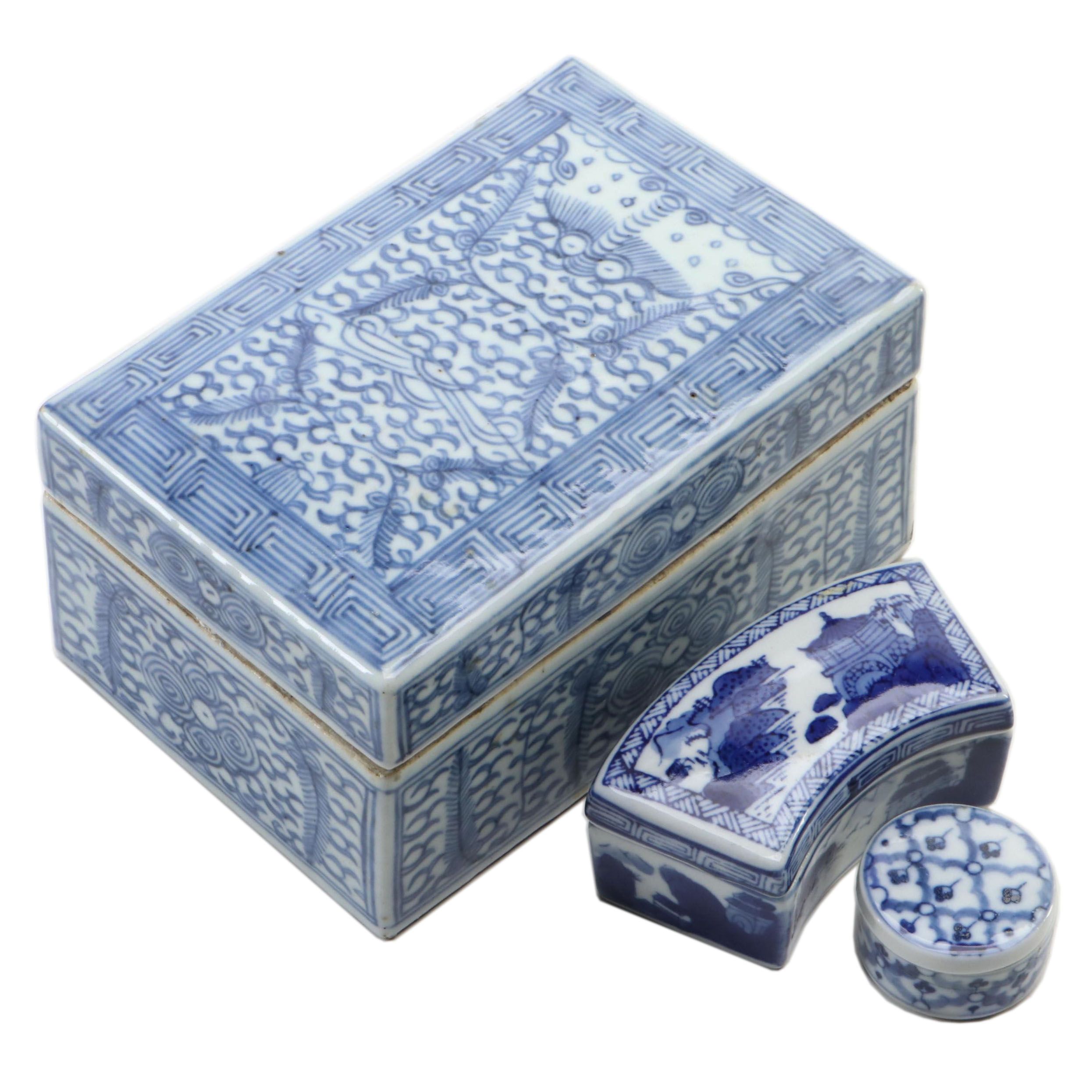 Chinese Blue and White Porcelain Boxes