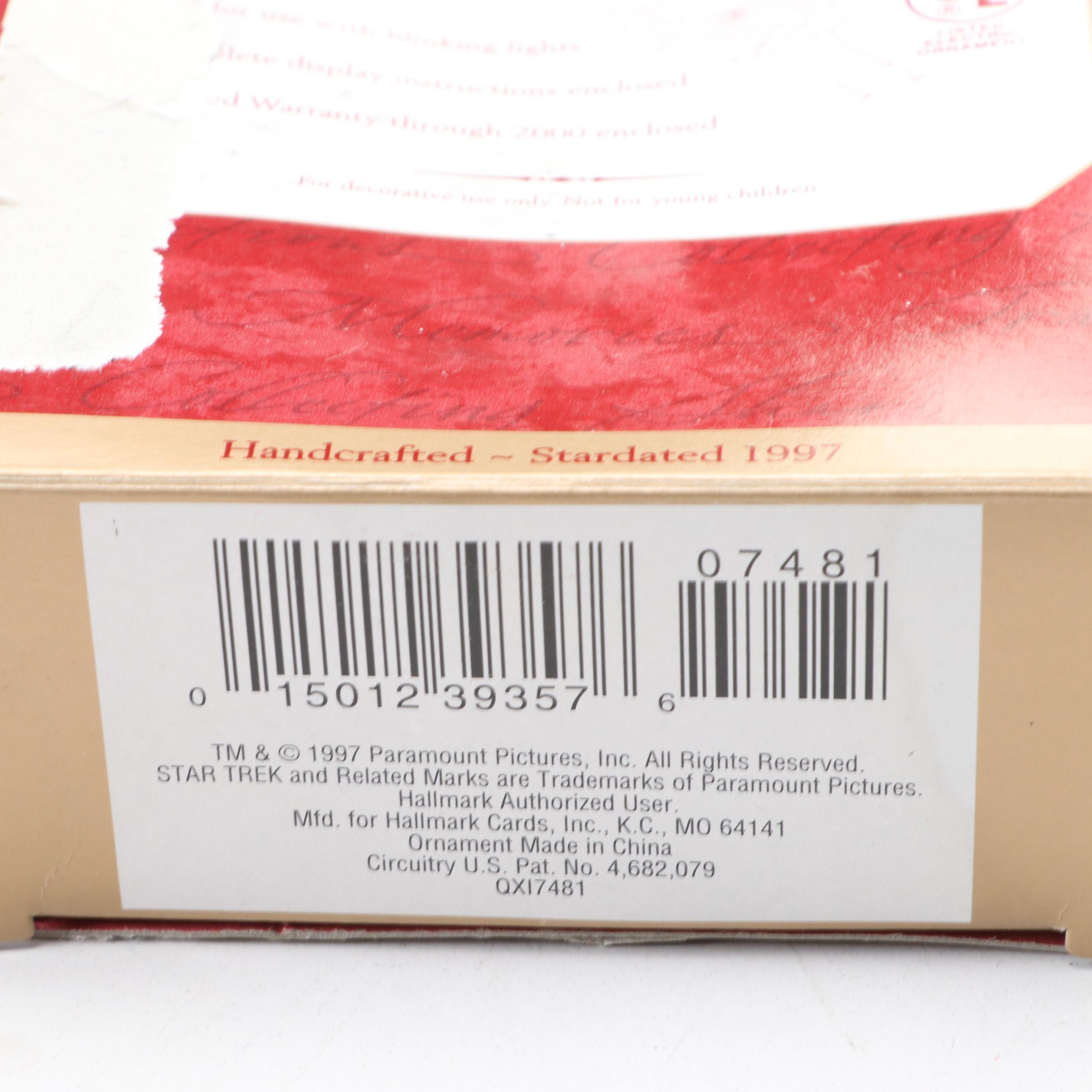 Hallmark Keepsake Star Trek Christmas Ornaments including "Starship Enterprise"