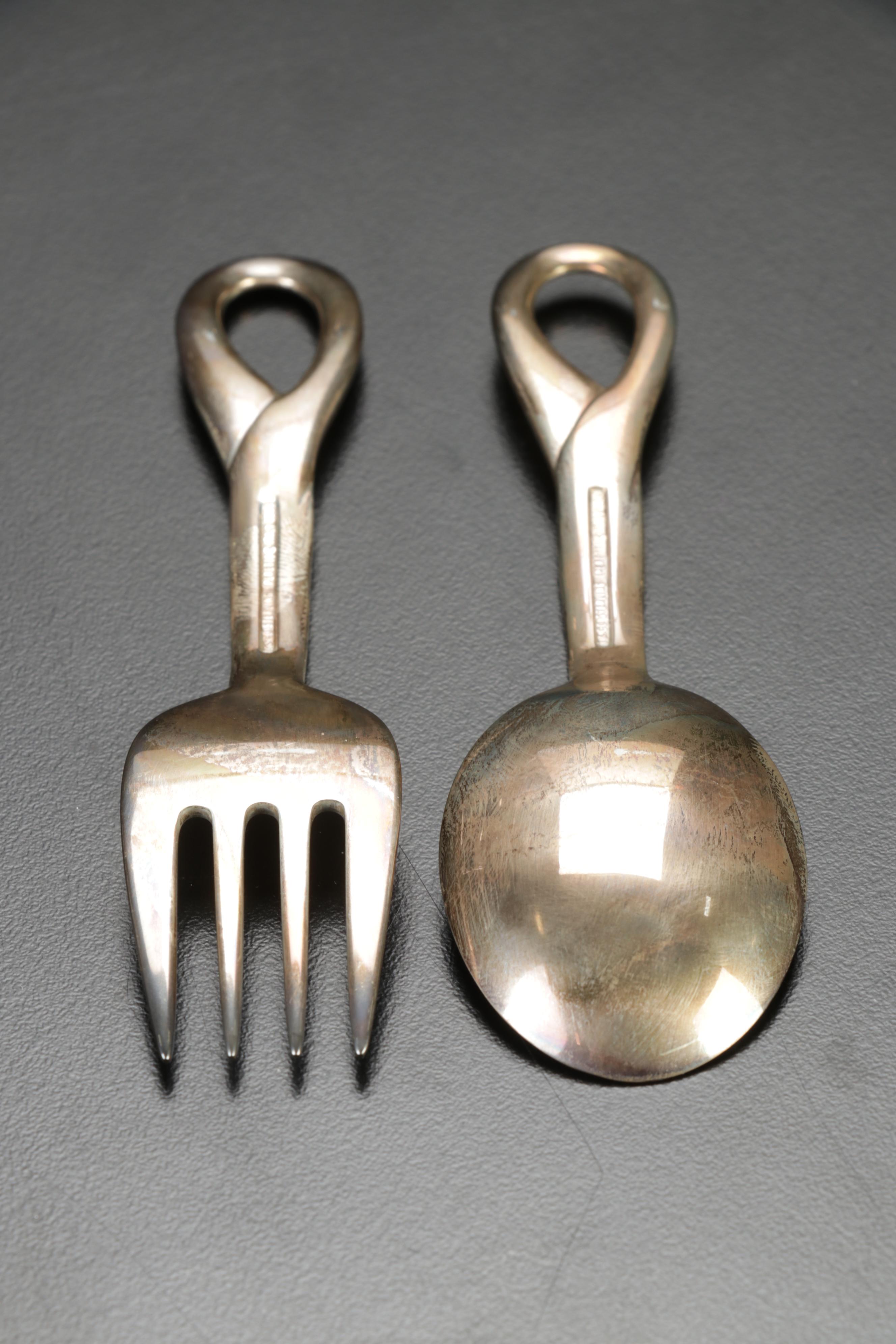 Elsa Peretti Tiffany & Co. Sterling Silver "Padova" Baby Cup and Utensils