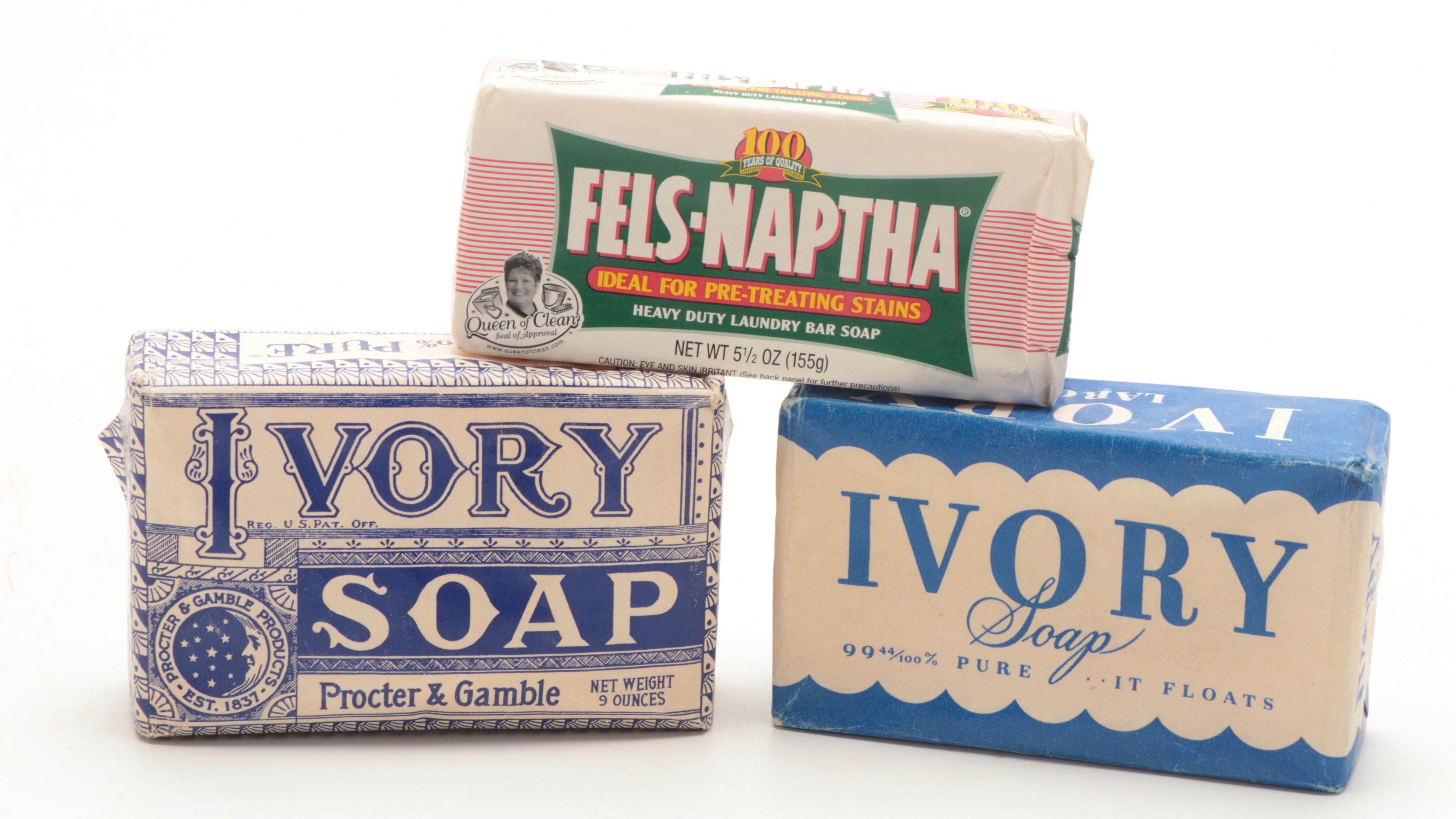 Ivory Soap Magazine Ads, Crisco Can, Ivory and Fels Naptha Soap