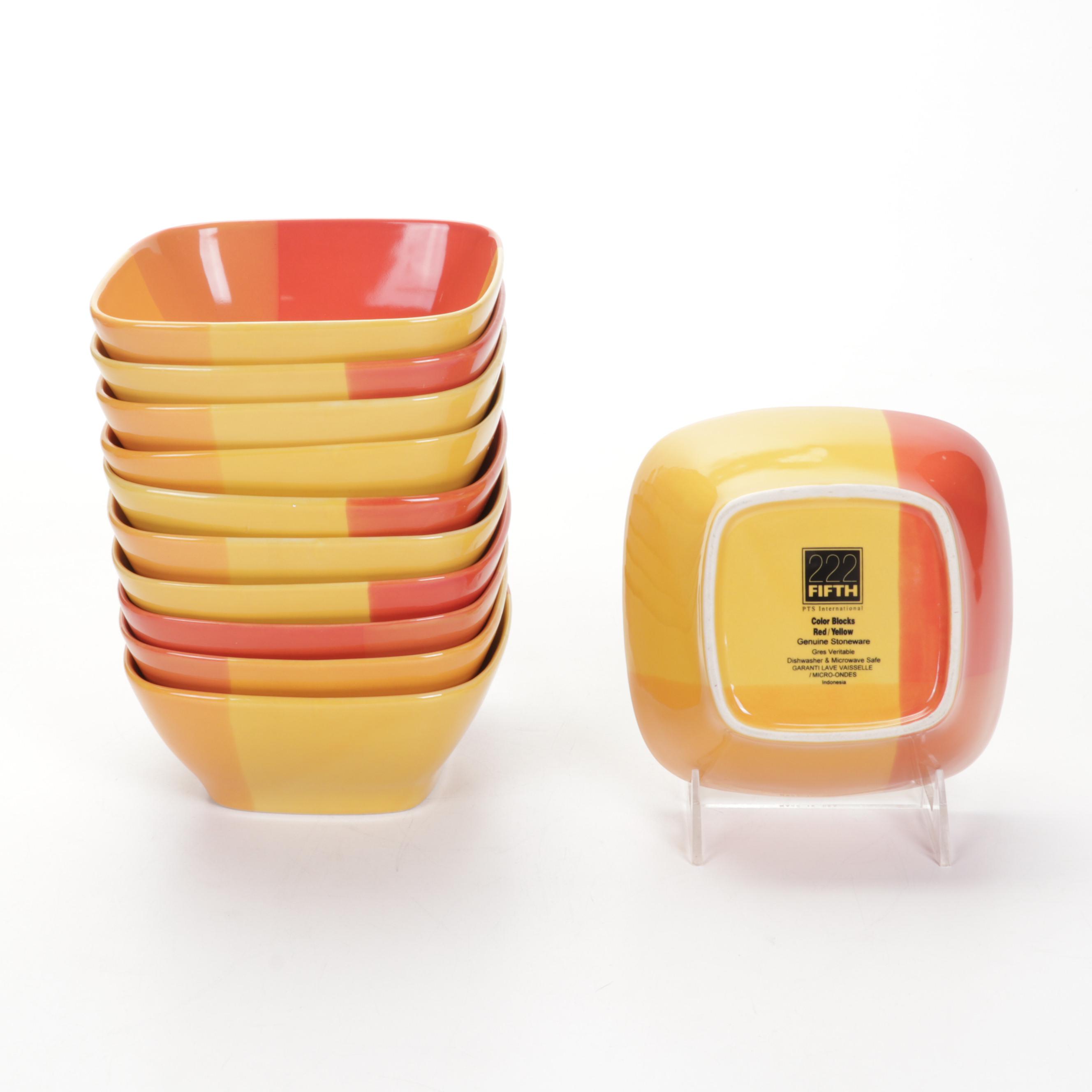 222 Fifth "Color Blocks" Red and Yellow Stoneware Dinnerware