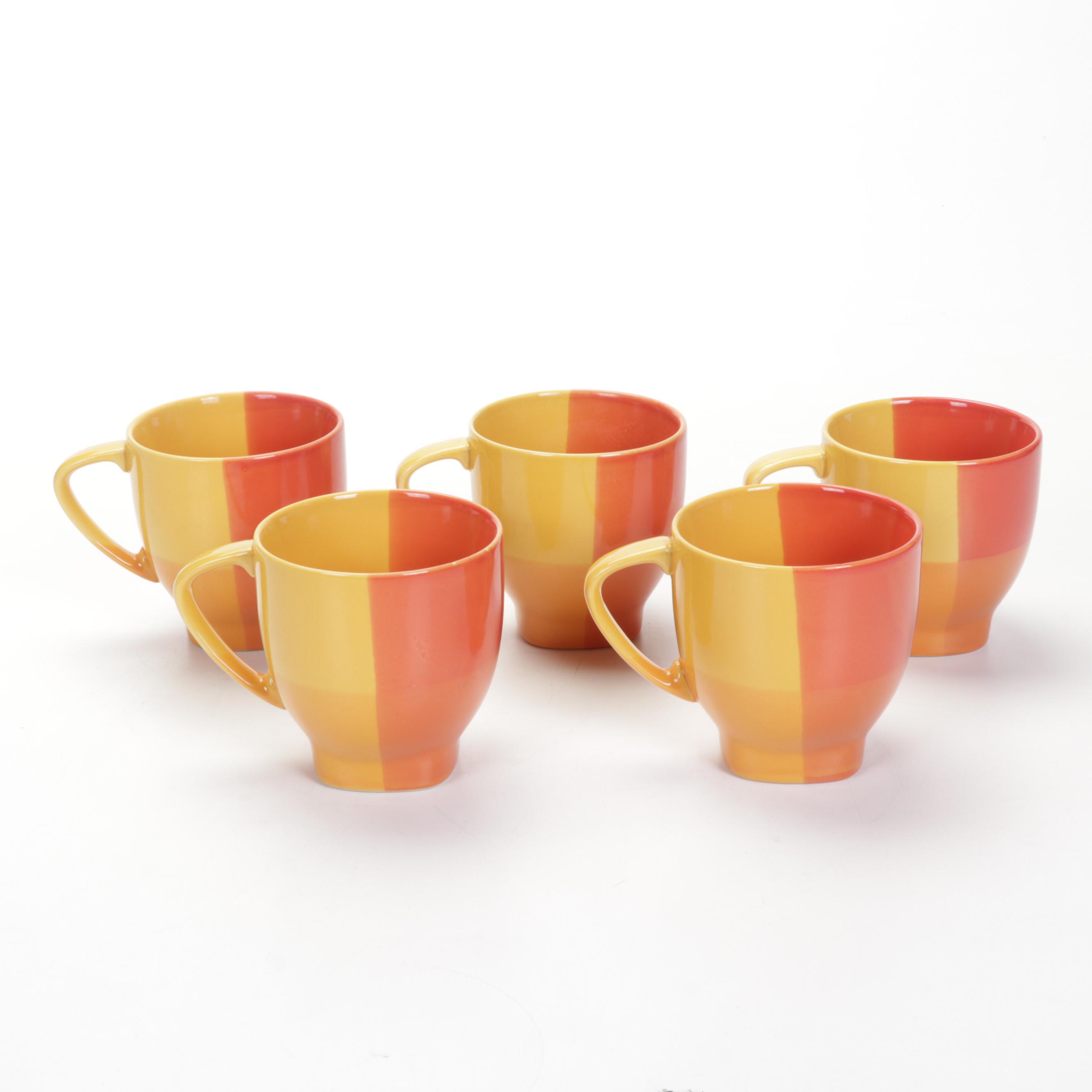 222 Fifth "Color Blocks" Red and Yellow Stoneware Dinnerware