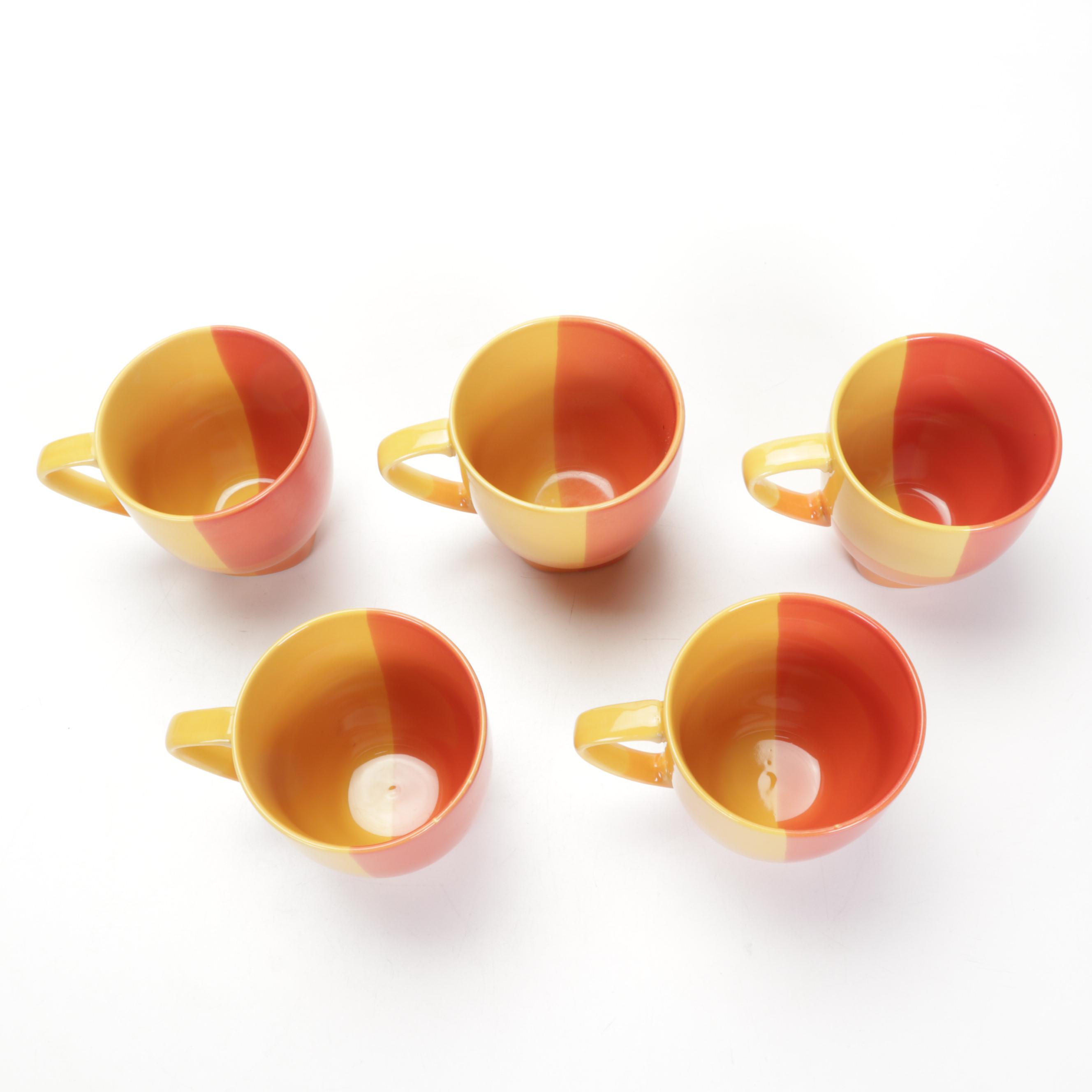 222 Fifth "Color Blocks" Red and Yellow Stoneware Dinnerware