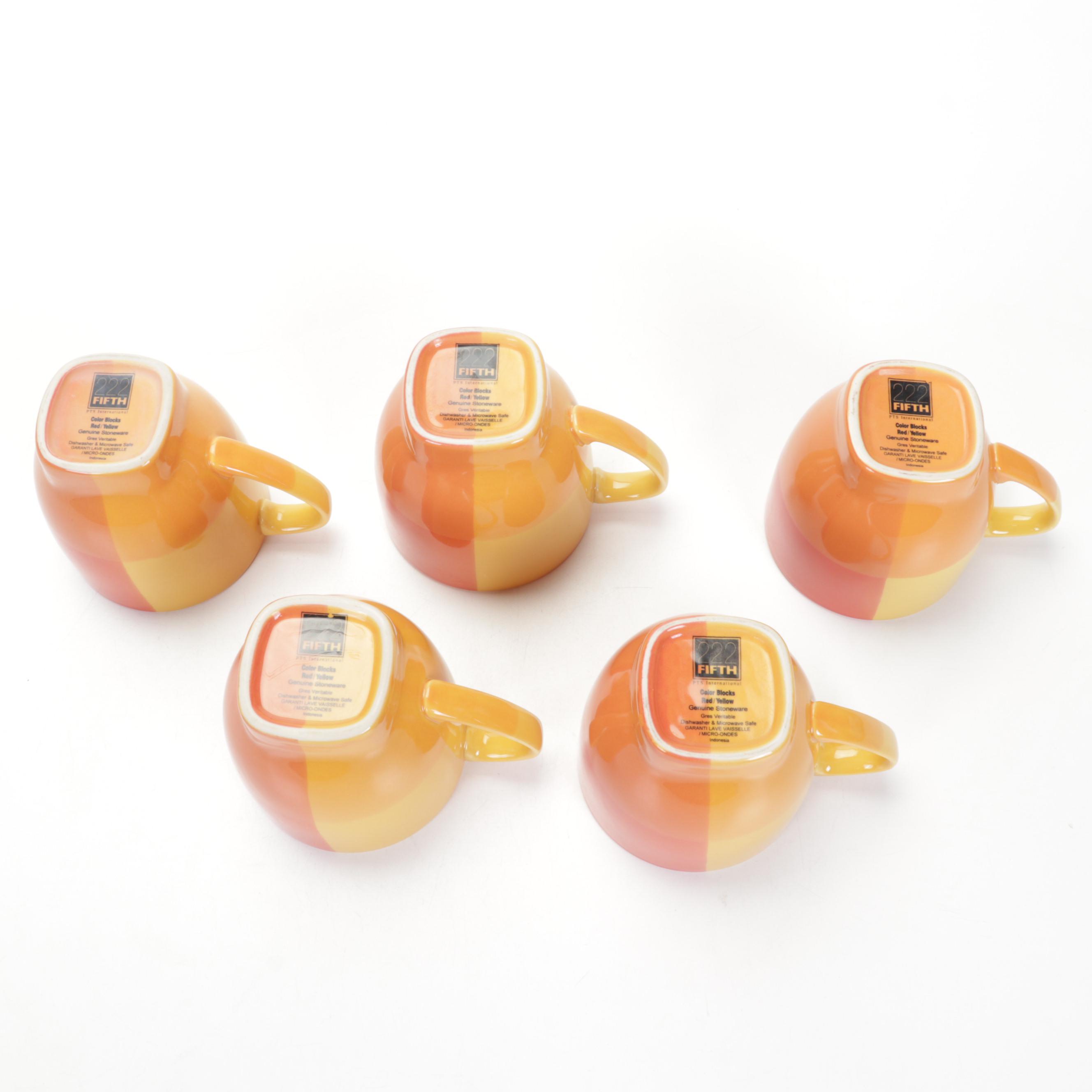 222 Fifth "Color Blocks" Red and Yellow Stoneware Dinnerware