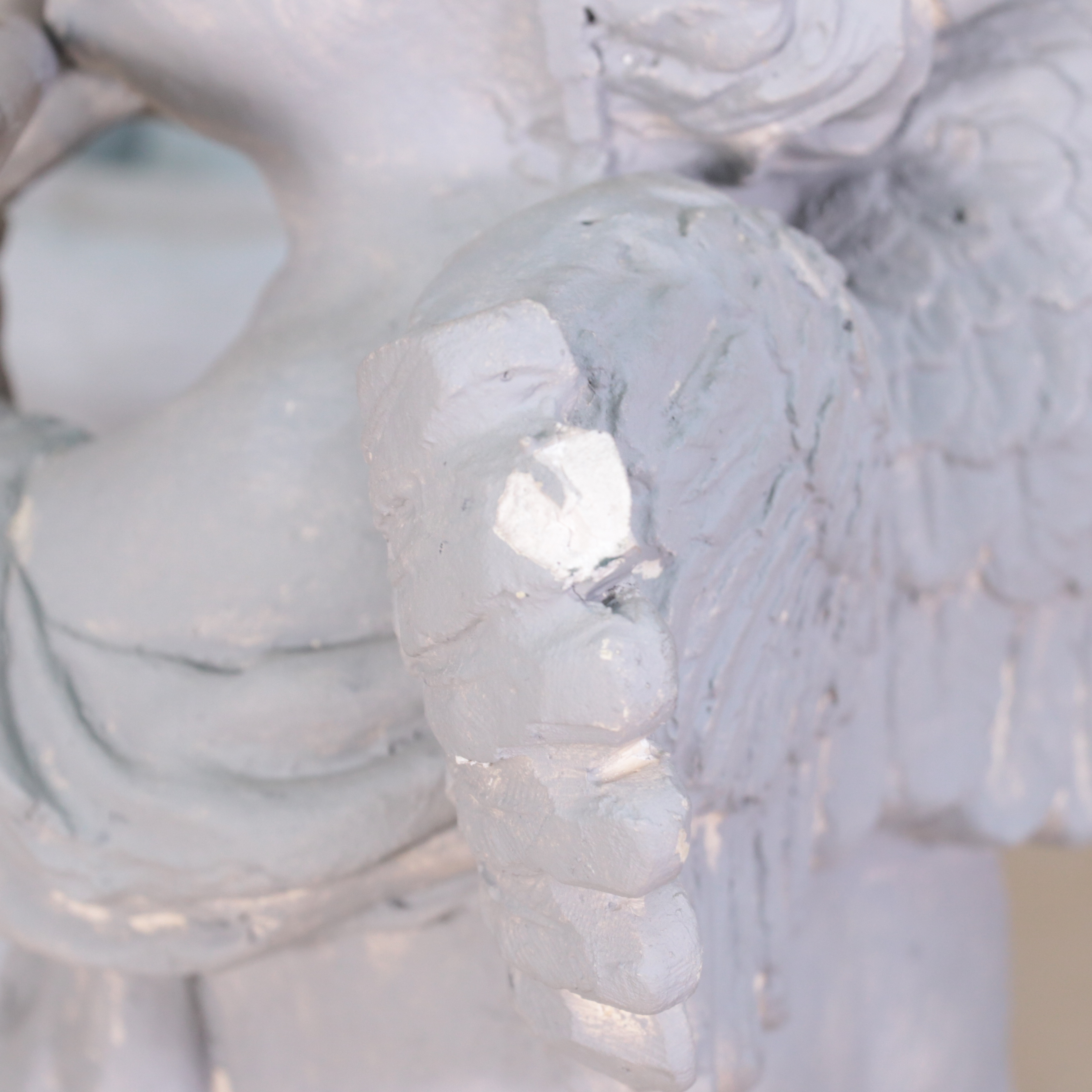 Three-Tiered Water Fountain With Cupid and Other Garden Décor