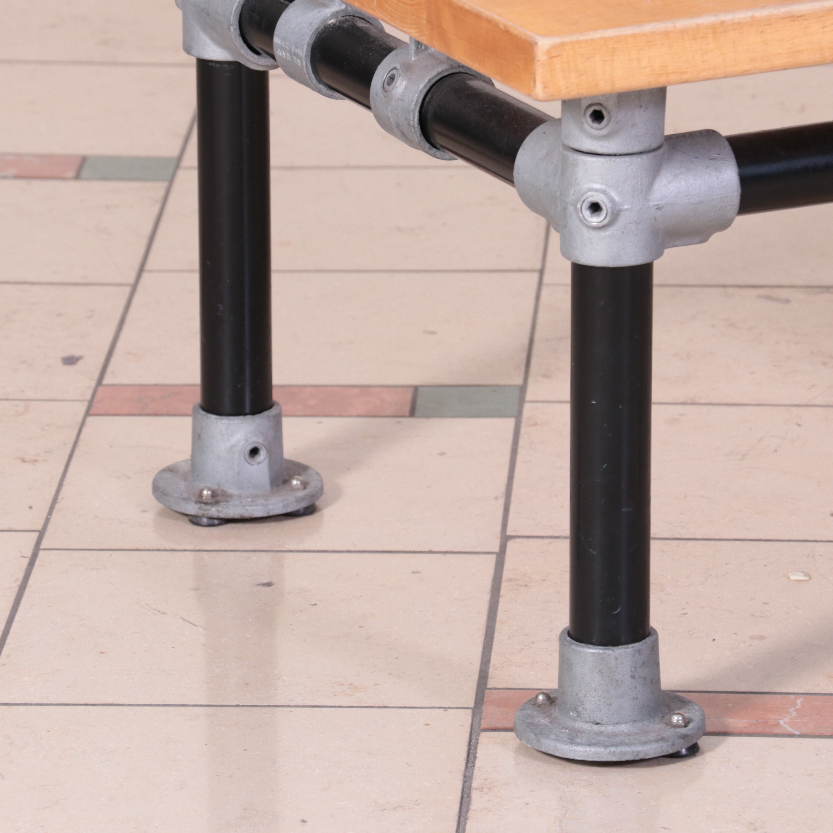 Three Metal and Wood Commercial Benches