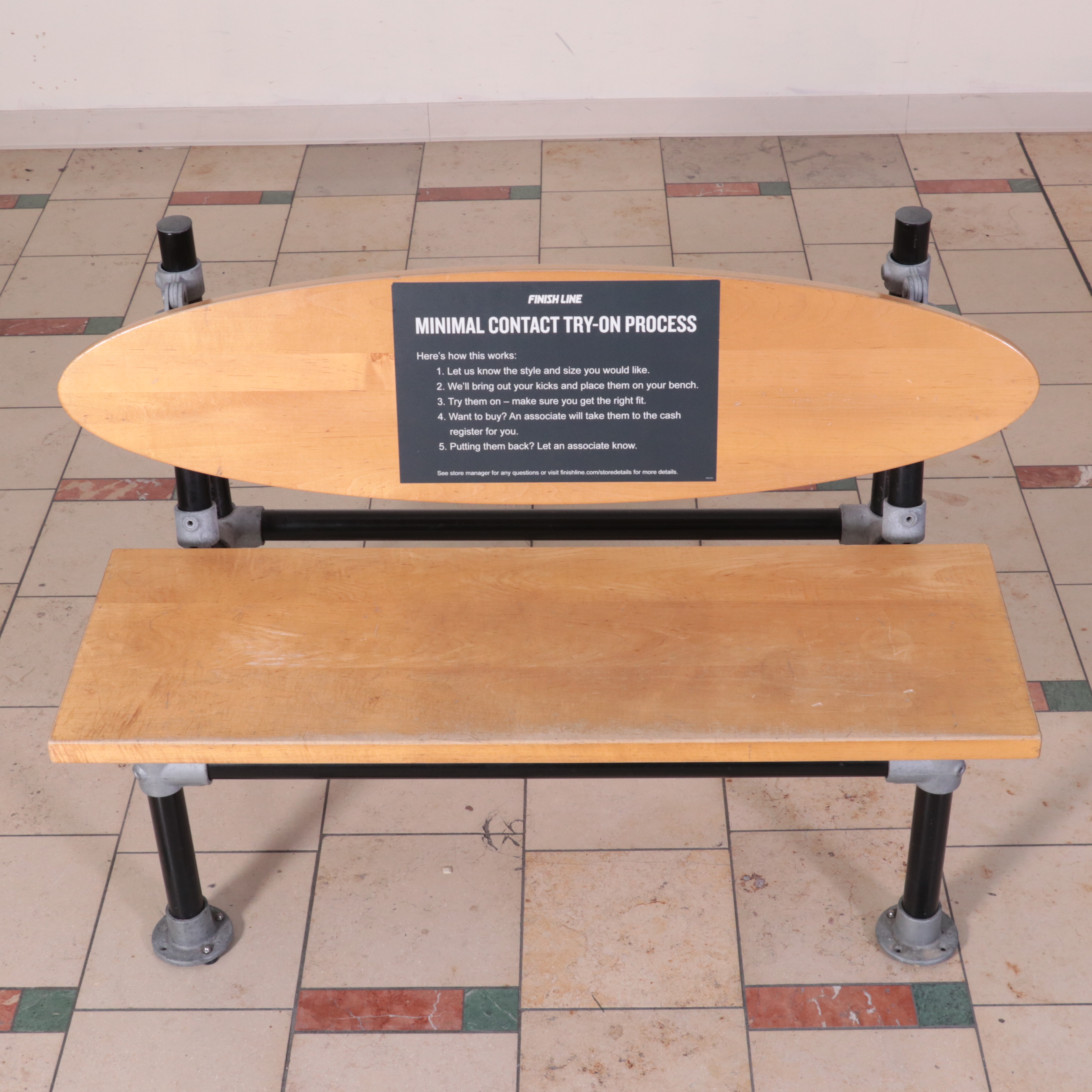 Three Metal and Wood Commercial Benches