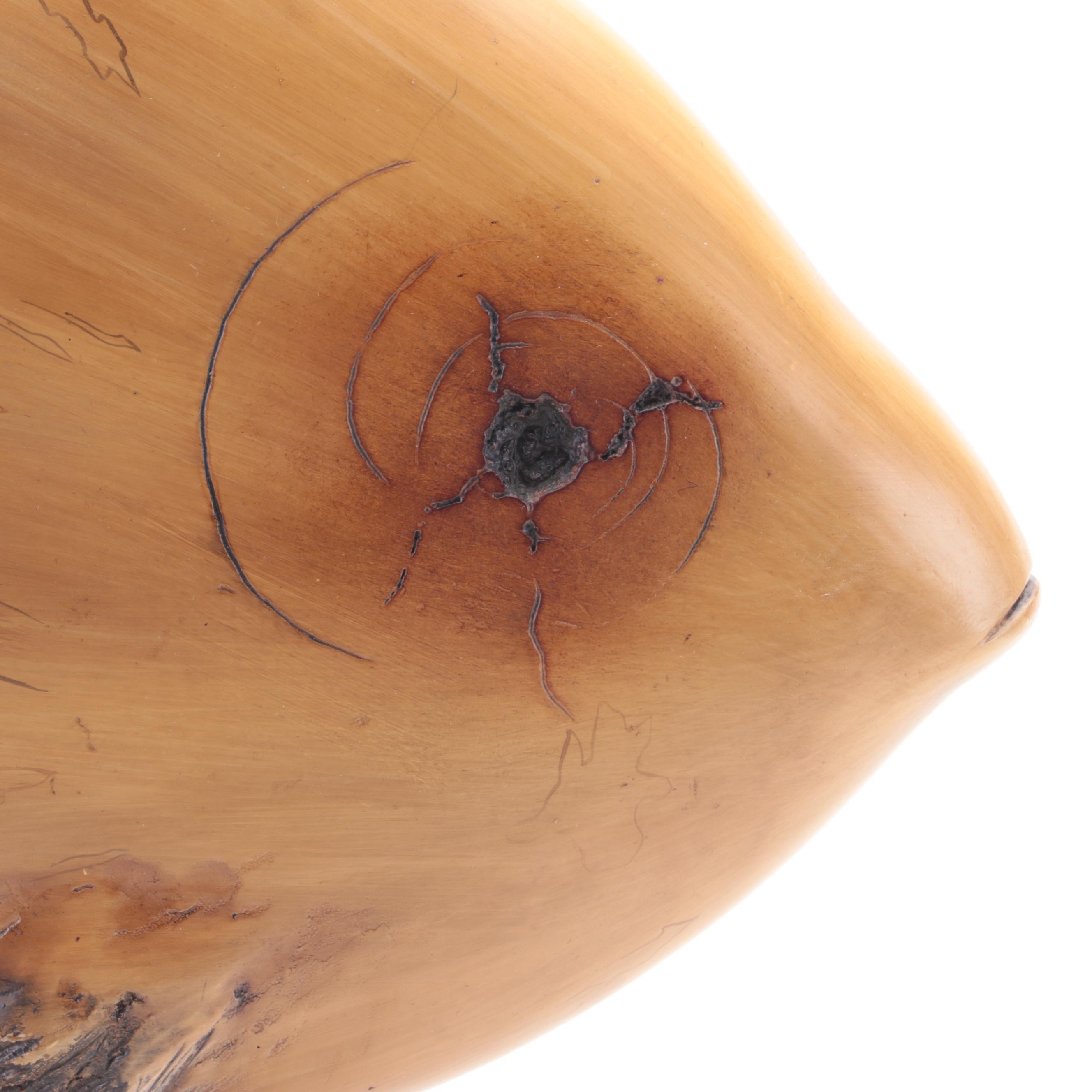 Carved Wood Fish Sculpture on Base