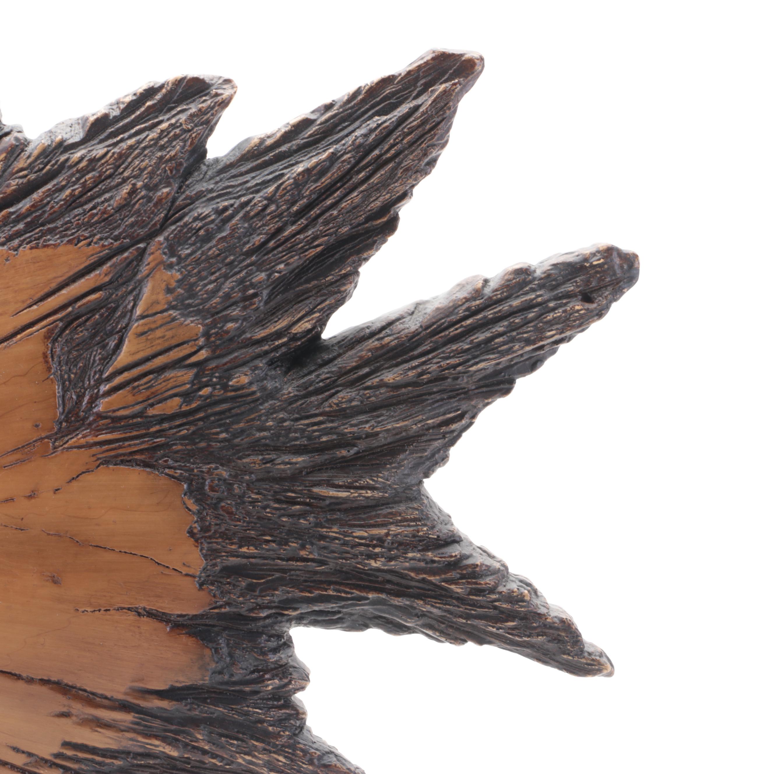 Carved Wood Fish Sculpture on Base