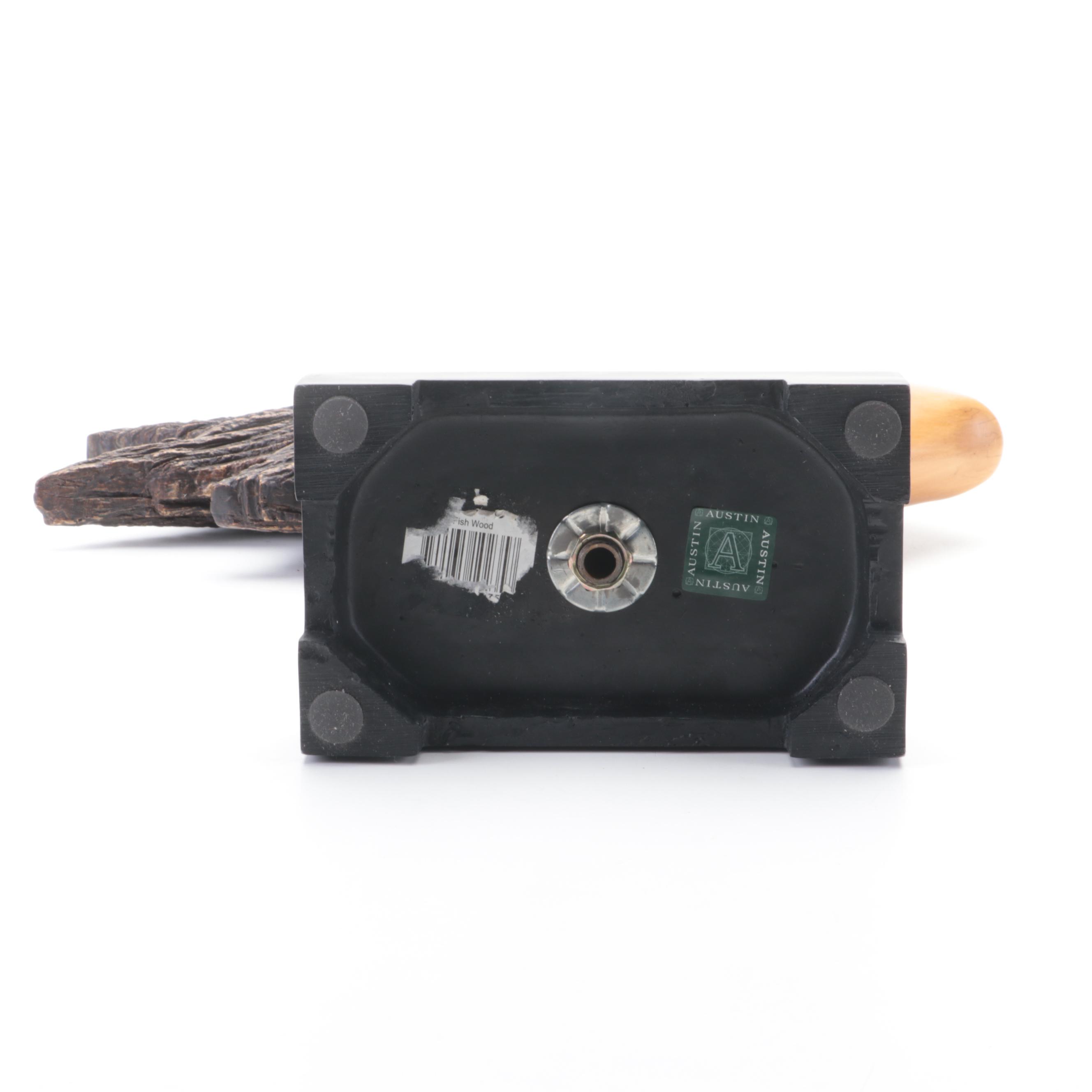 Carved Wood Fish Sculpture on Base