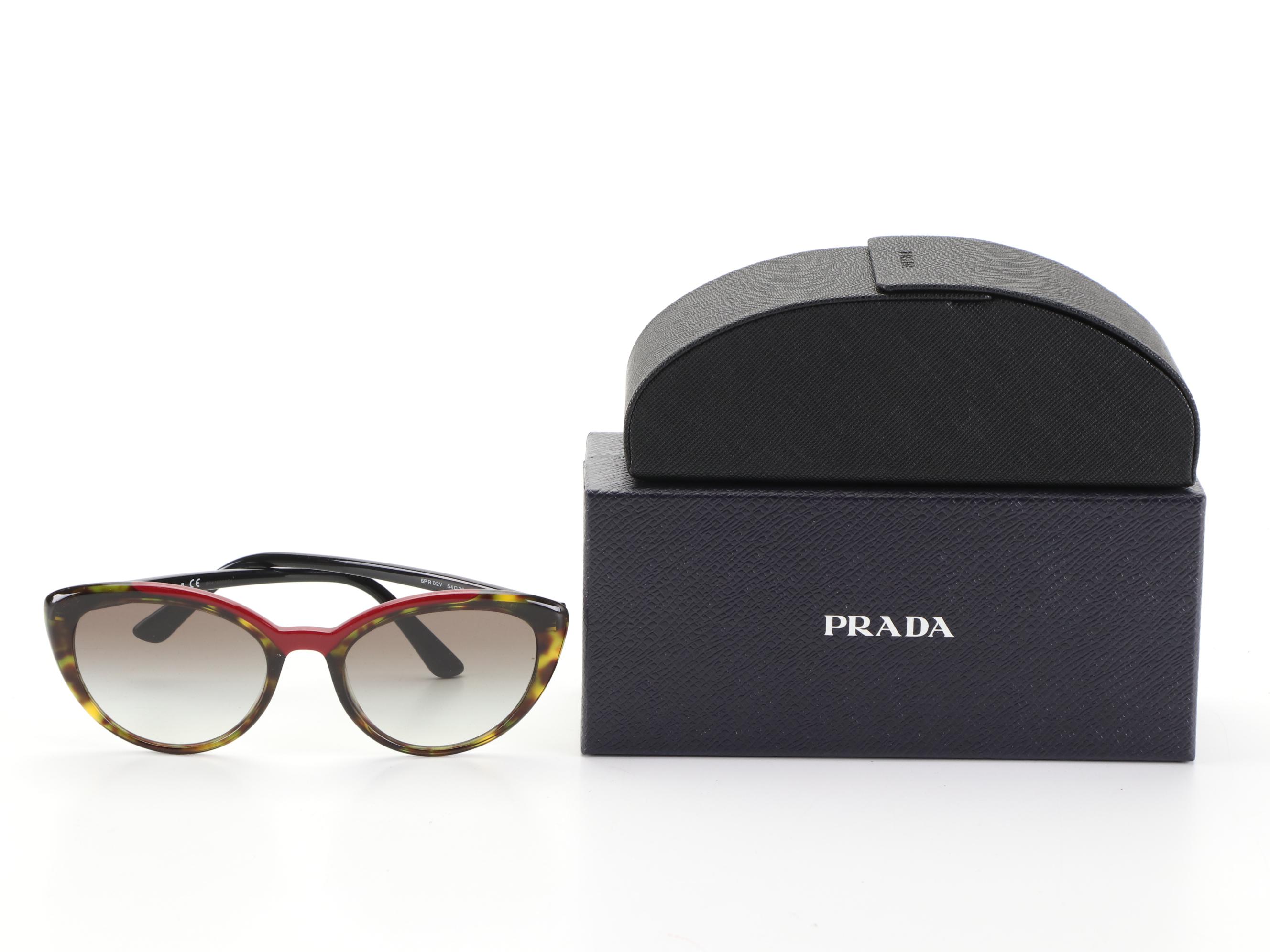 Prada SPR02V Modified Cat Eye Sunglasses with Case