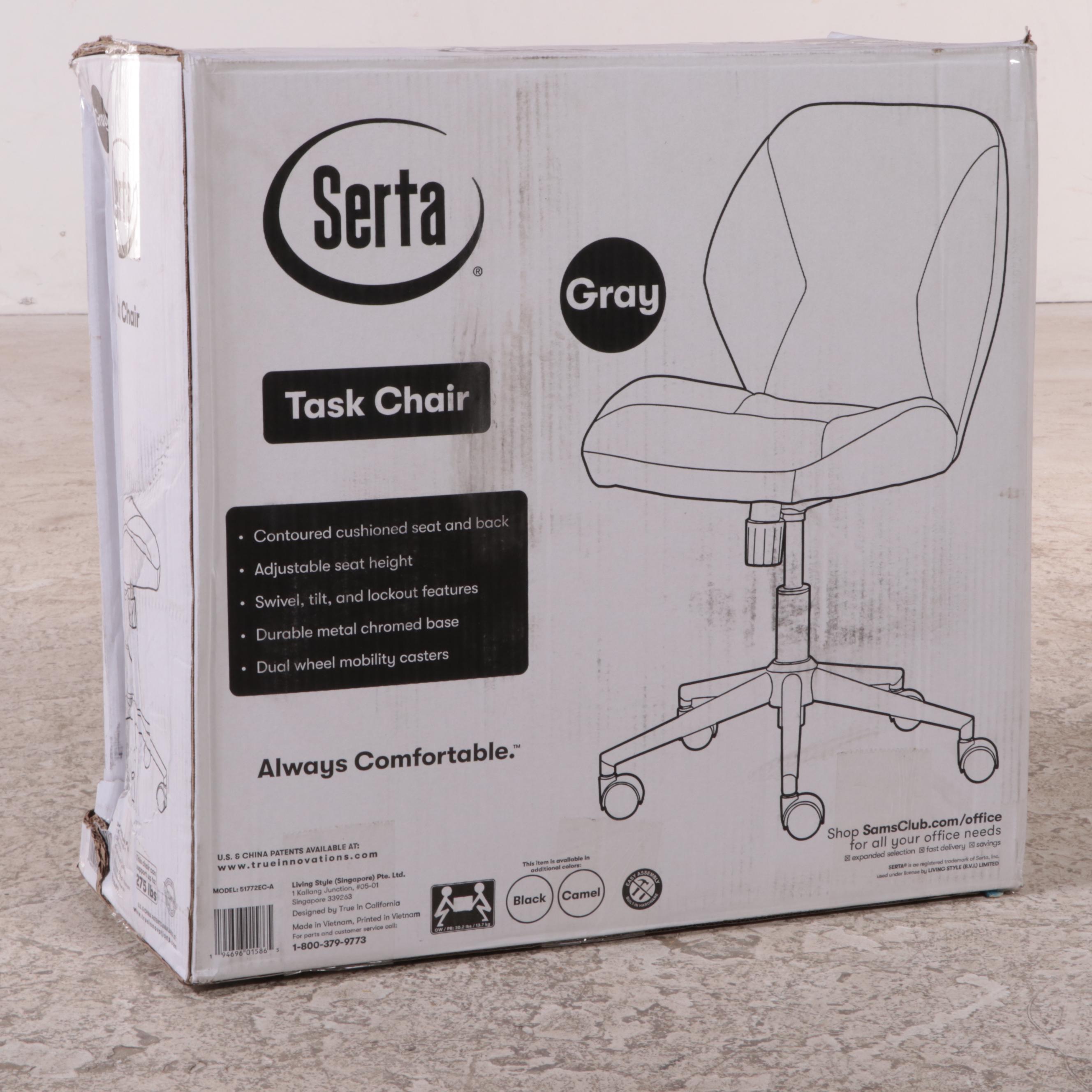 Serta Faux Leather Upholstered Task Chair in Gray