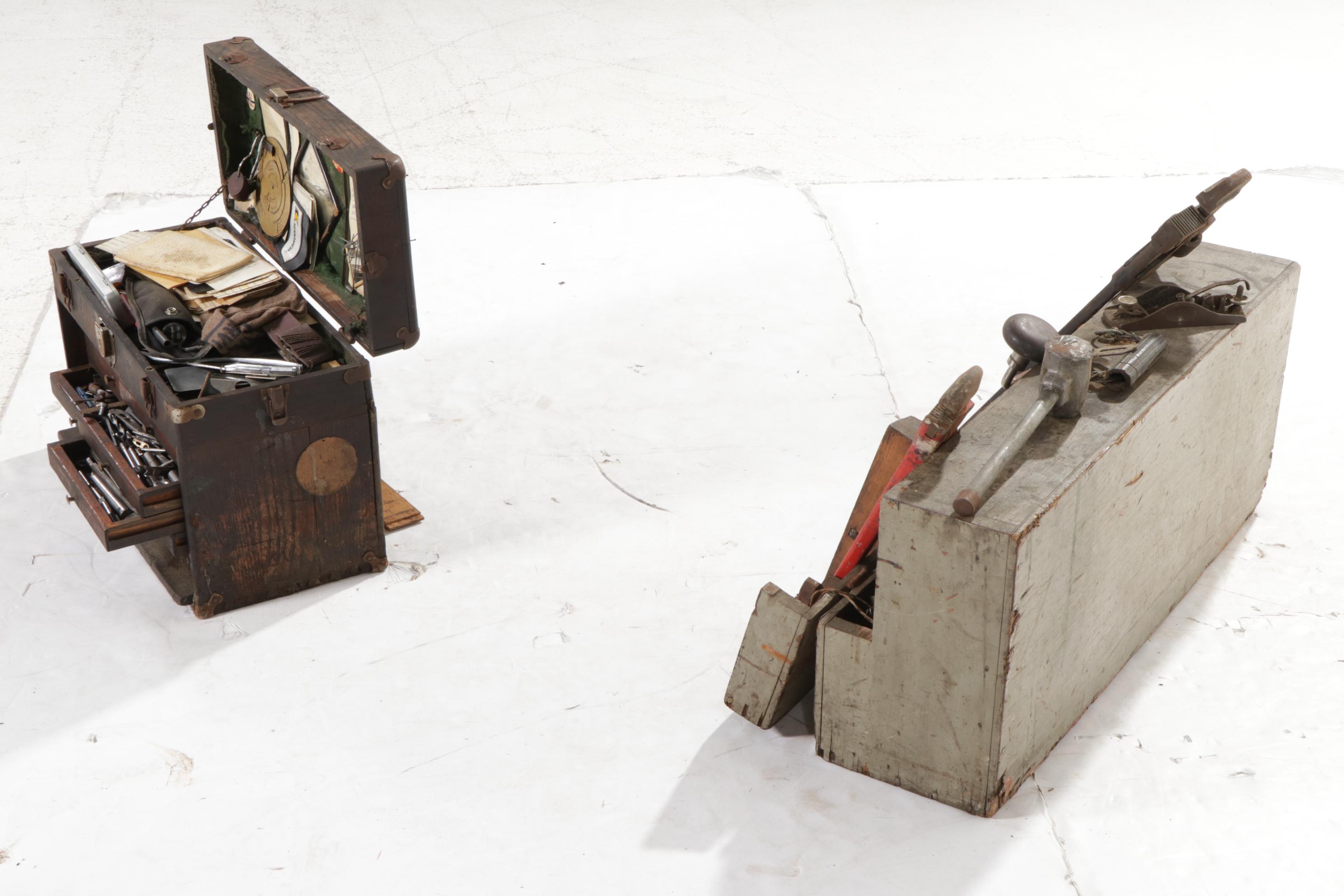 Yale Machinist Toolbox and Large Tool Chest With Tool, Early to Mid-20th Century