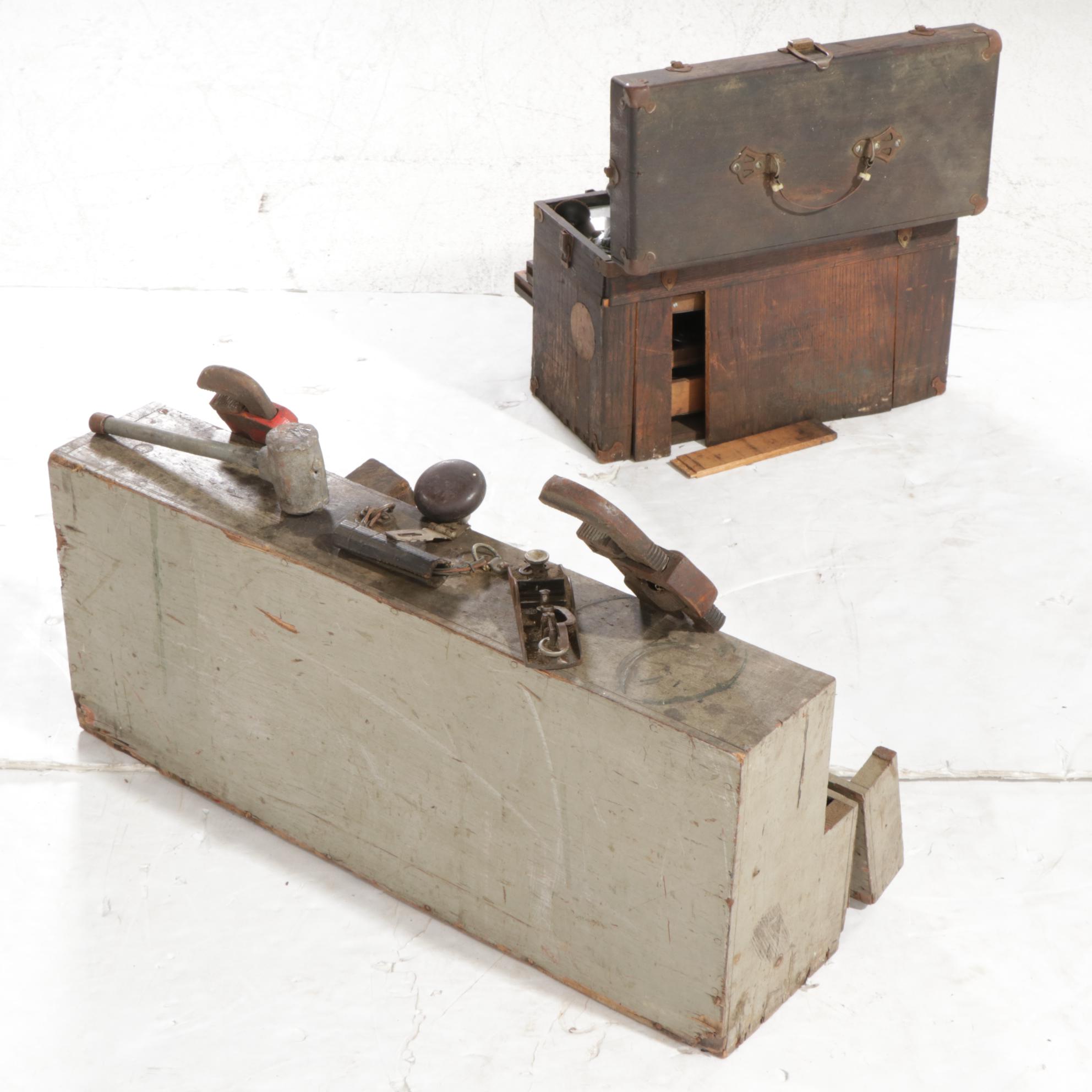 Yale Machinist Toolbox and Large Tool Chest With Tool, Early to Mid-20th Century