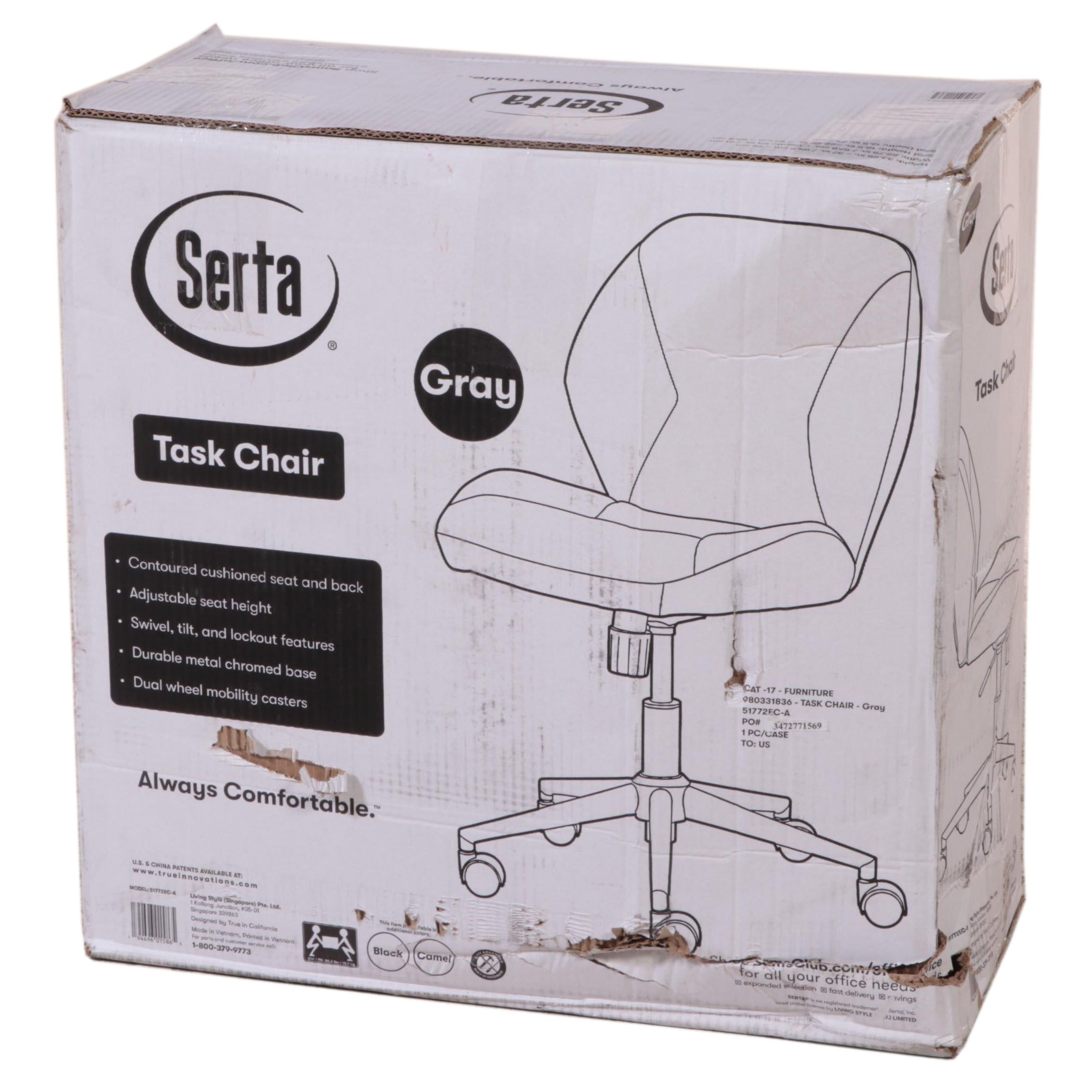 Serta Faux Leather Upholstered Task Chair in Gray