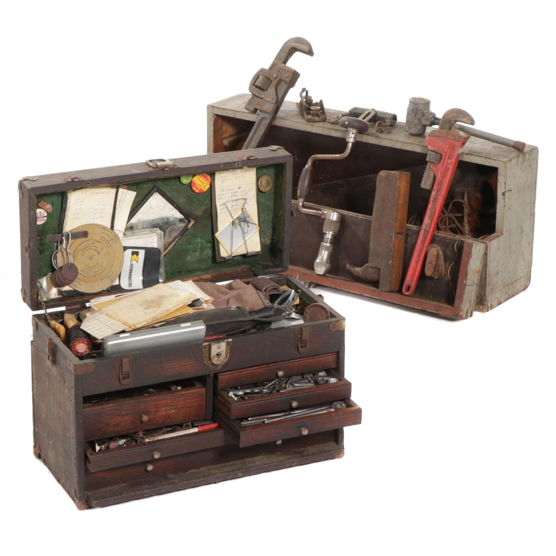 Yale Machinist Toolbox and Large Tool Chest With Tool, Early to Mid-20th Century