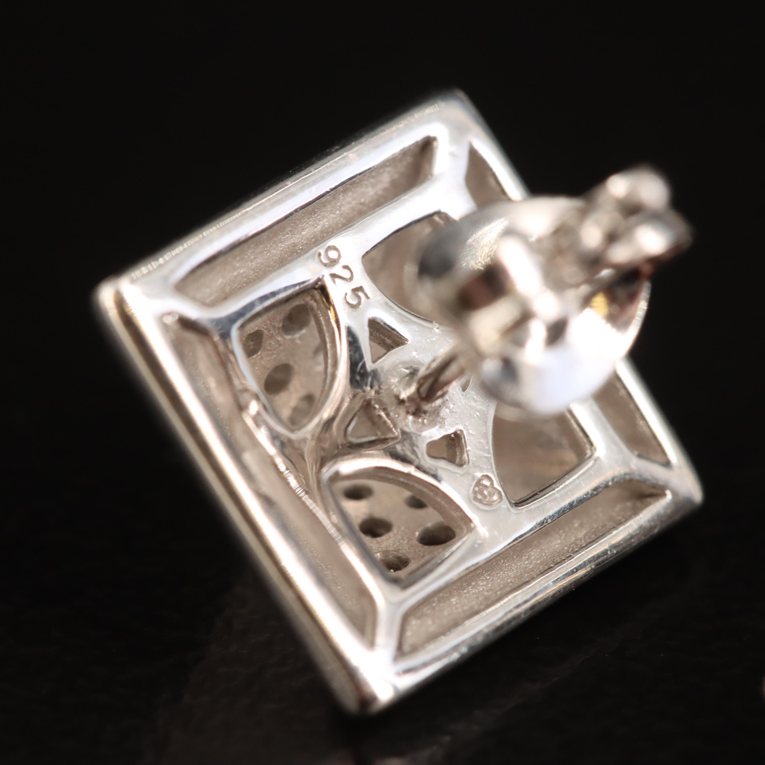 Sterling Diamond Stud Earrings
