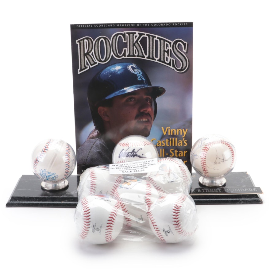 Colorado Rockies "Blake Street Bombers" Signed Baseballs, Program, More