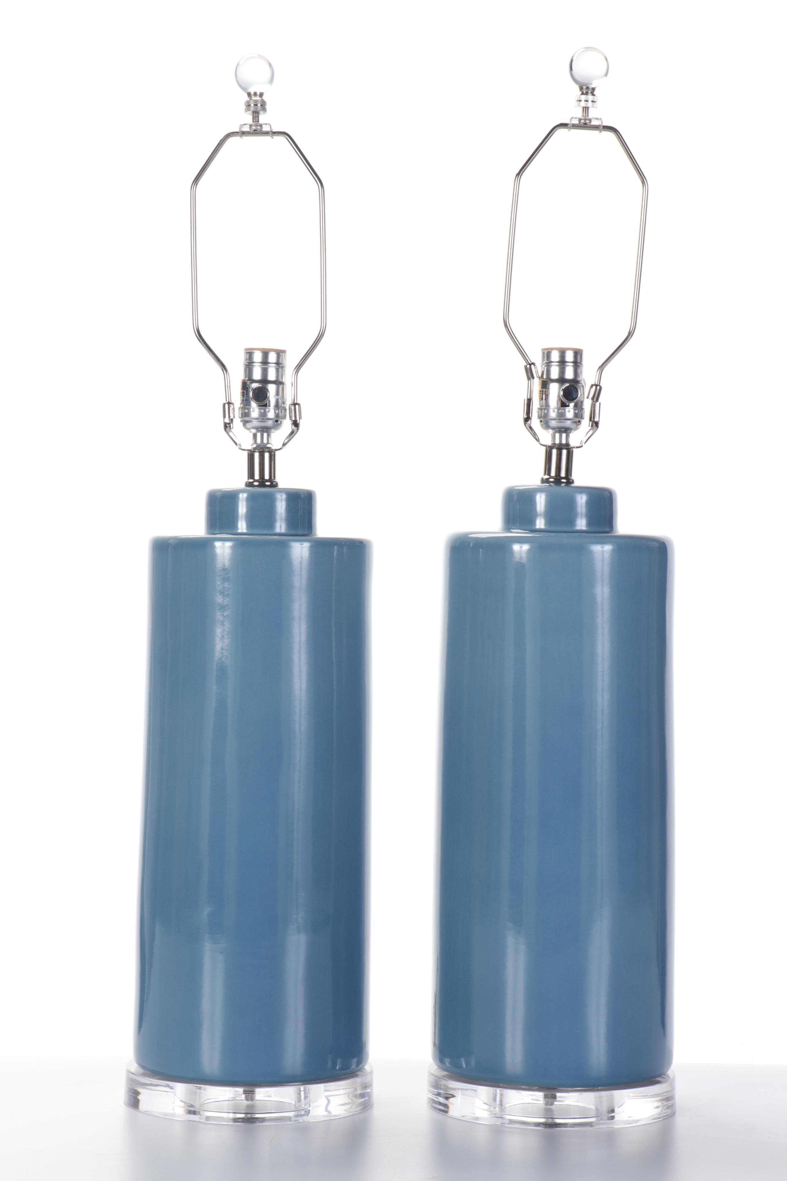 Villa & House Formosa Blue Glazed Ceramic Table Lamps, 2013