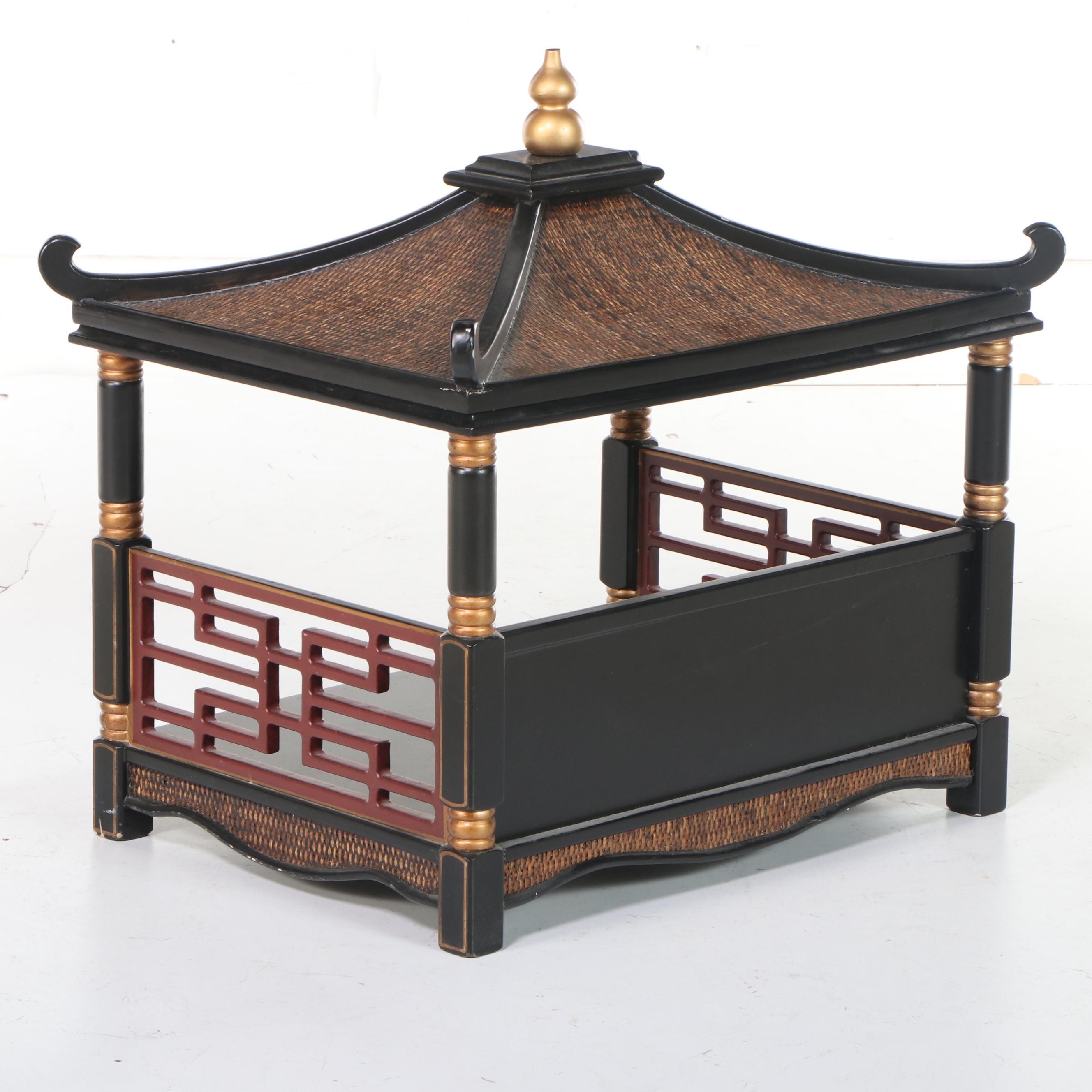 Chinese Pagoda Pet Bed with Woven Reed Roof
