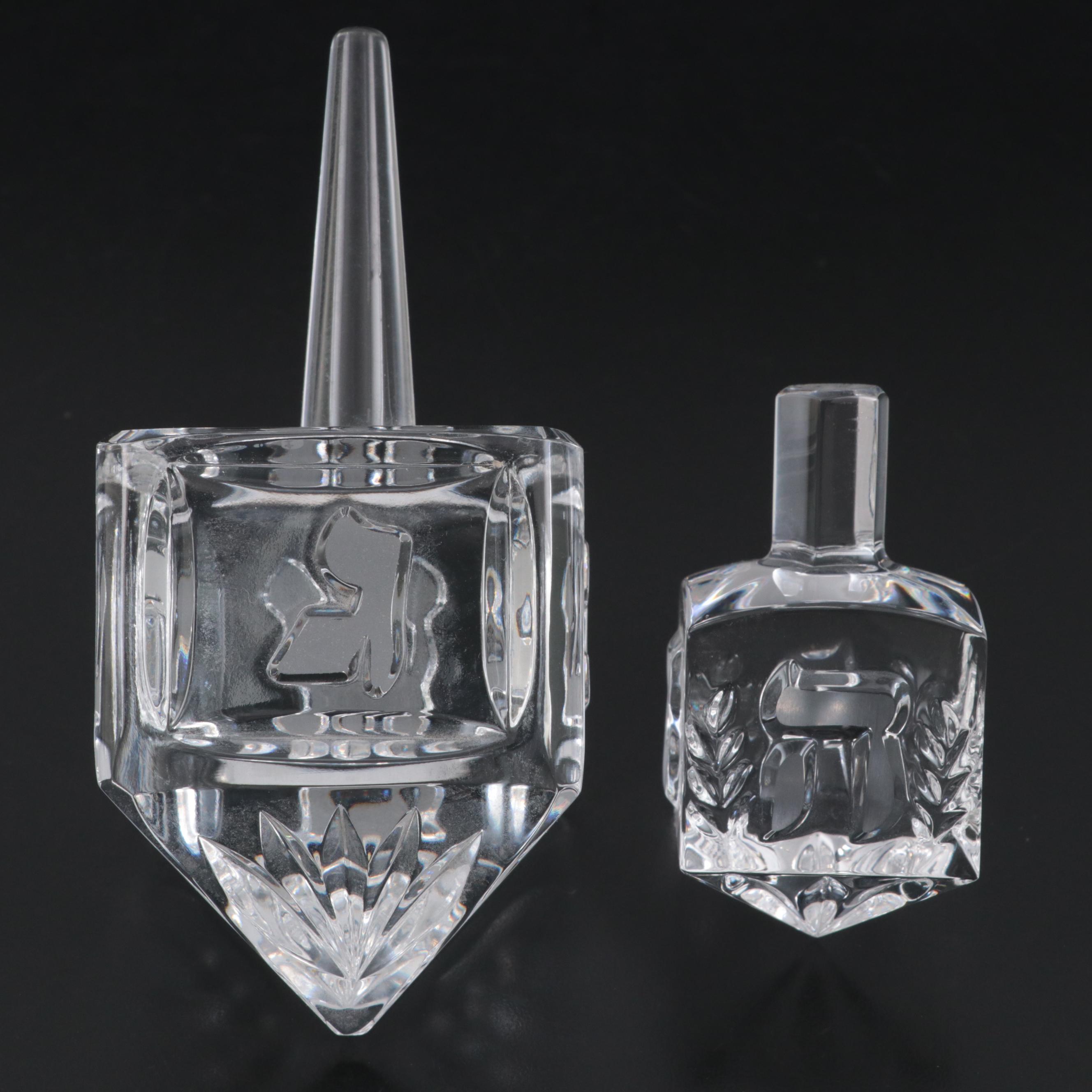 Waterford Crystal Etched Dreidel with Crystal and Brass Decorative Dreidels
