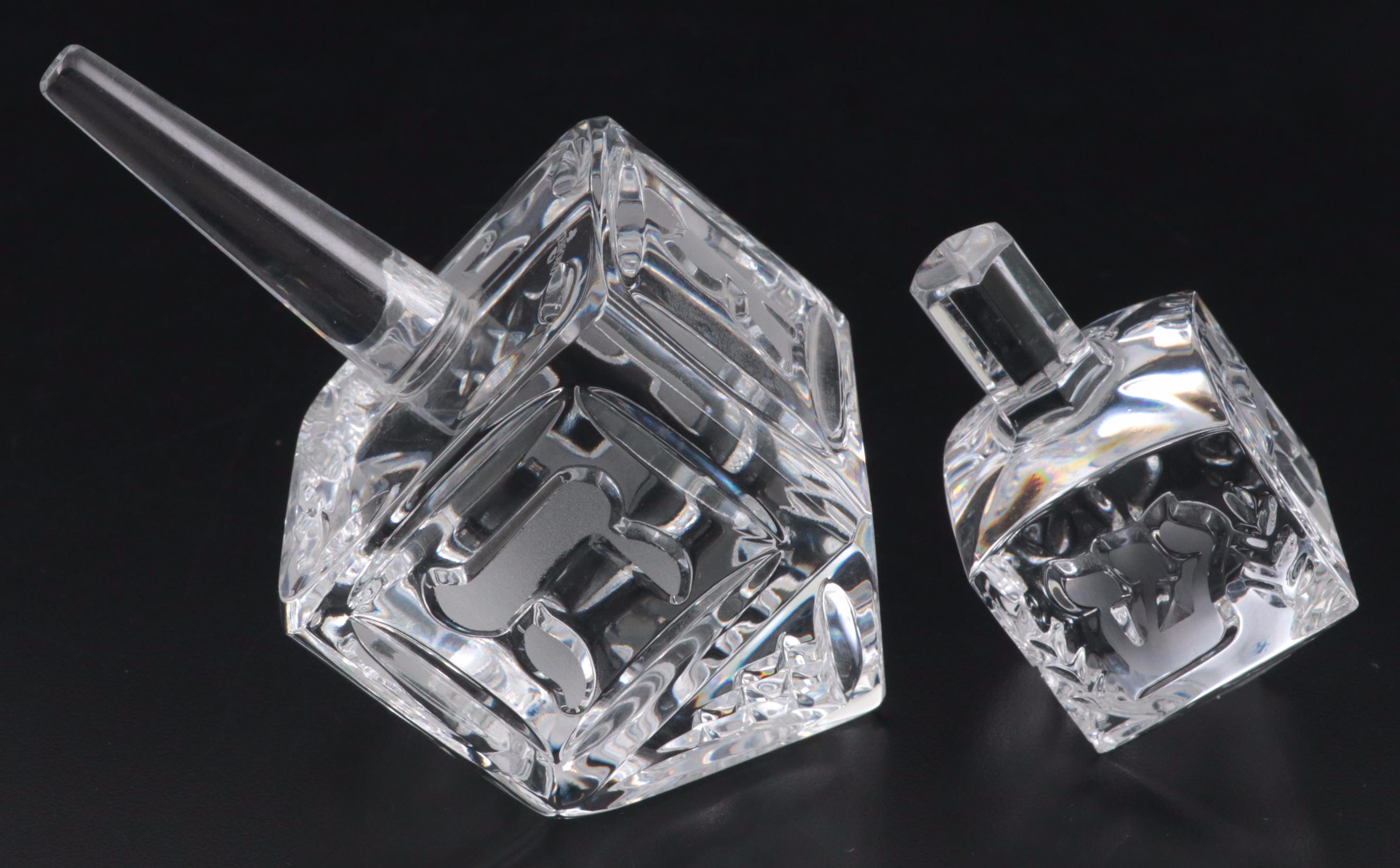 Waterford Crystal Etched Dreidel with Crystal and Brass Decorative Dreidels