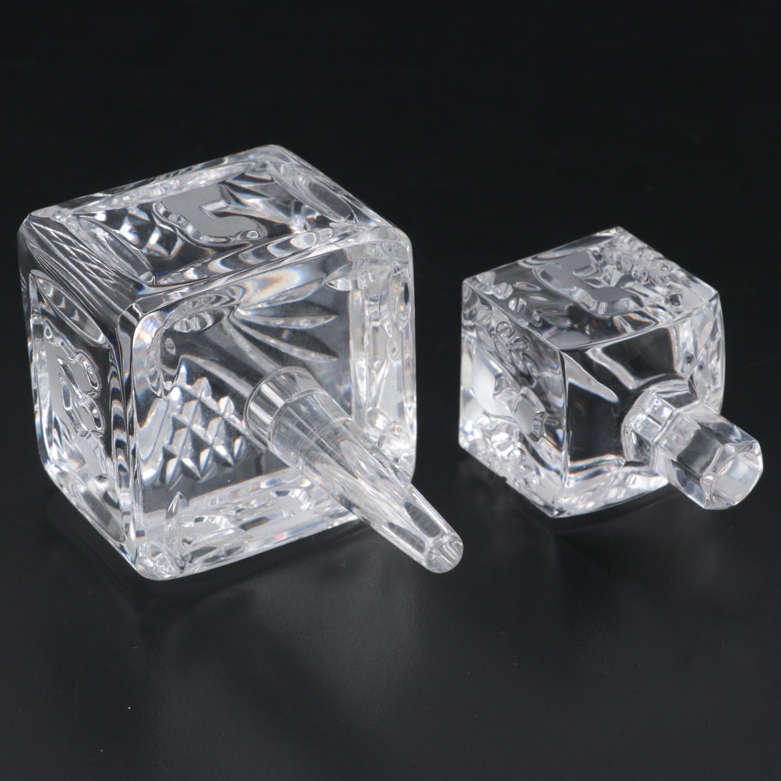 Waterford Crystal Etched Dreidel with Crystal and Brass Decorative Dreidels