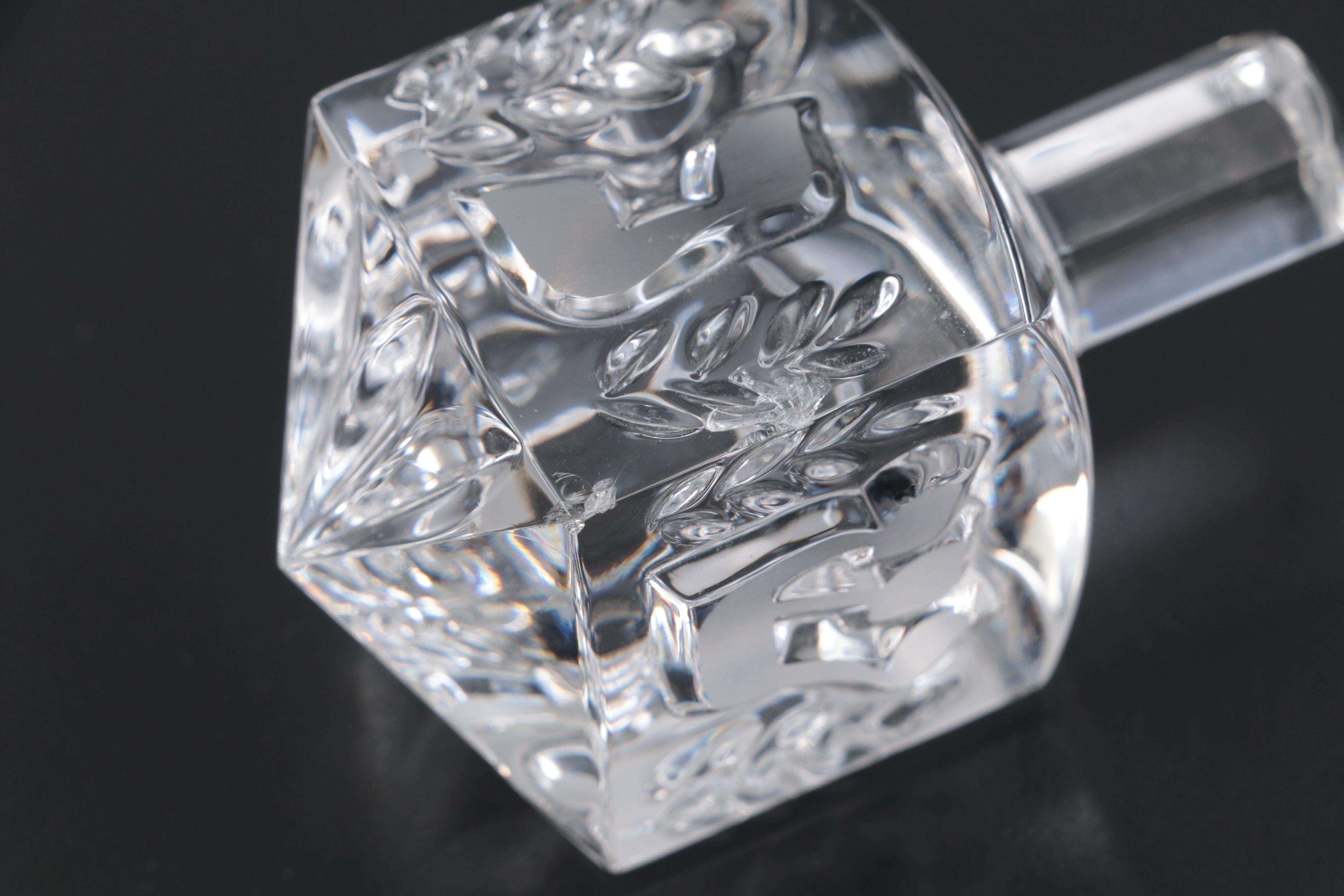 Waterford Crystal Etched Dreidel with Crystal and Brass Decorative Dreidels