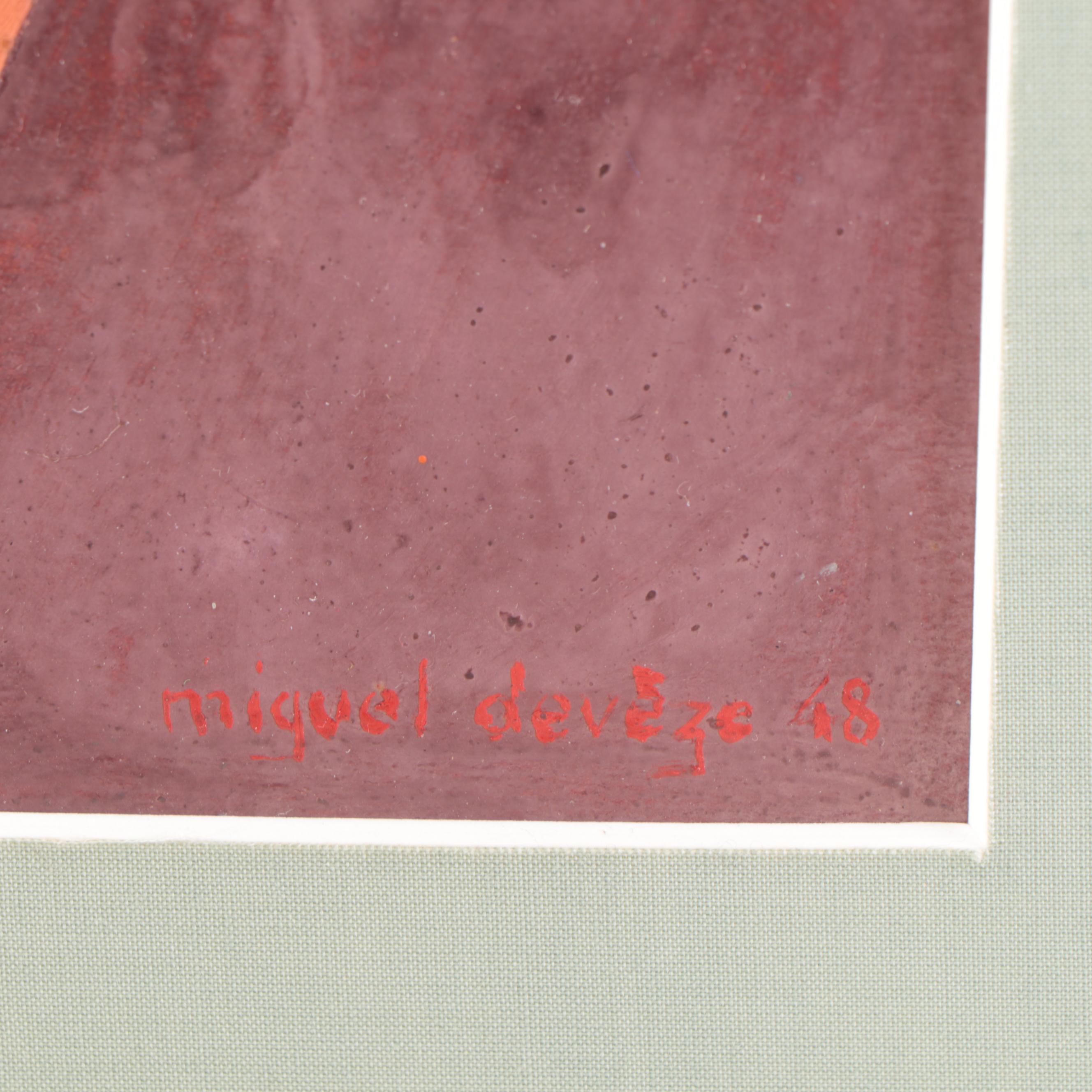 Miguel Dévèze Acrylic Portrait Painting, 1948