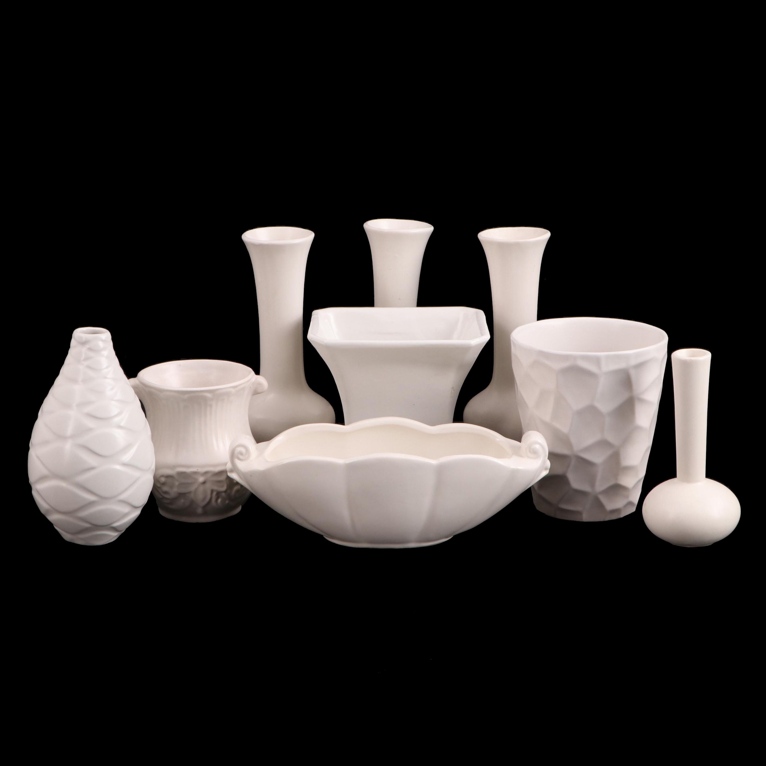 Jonathan Adler Pottery Vase with Floraline, Abingdon, and Other Ceramic Vases