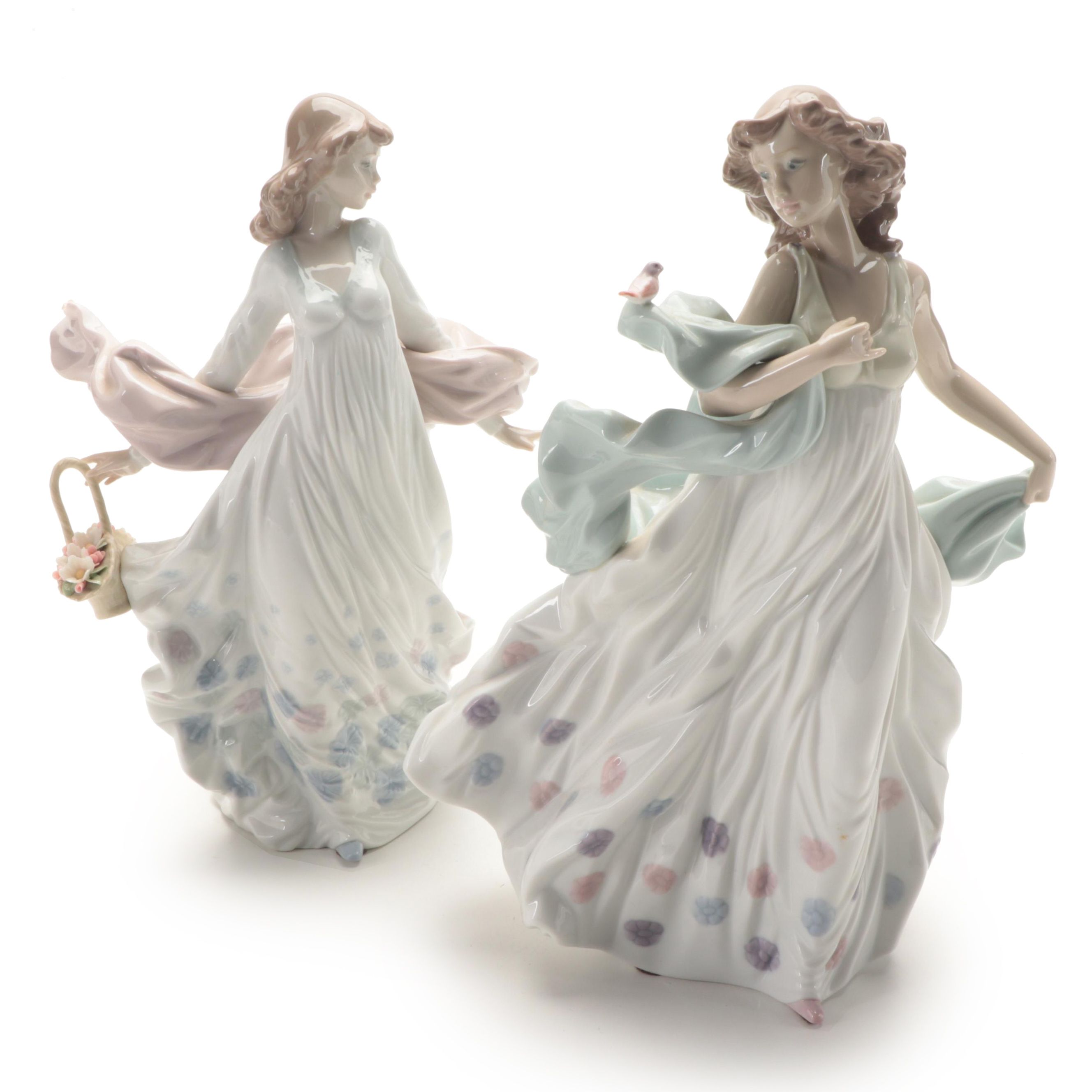 Lladró "Summer Serenade" and "Spring Splendor" Porcelain Figurines