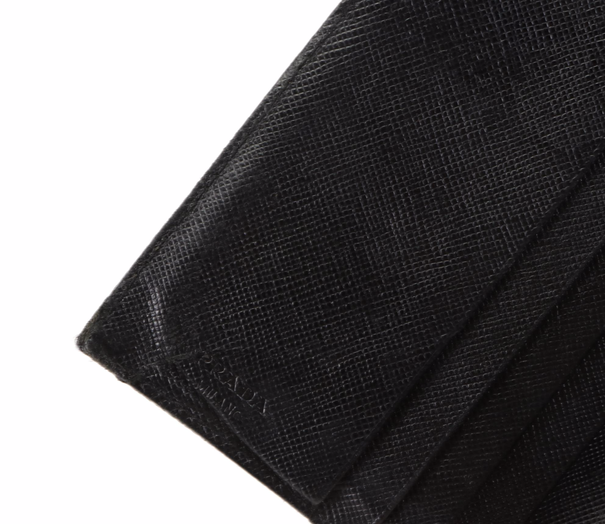 Prada Compact Trifold Wallet in Black Nylon Gabardine and Saffiano Leather