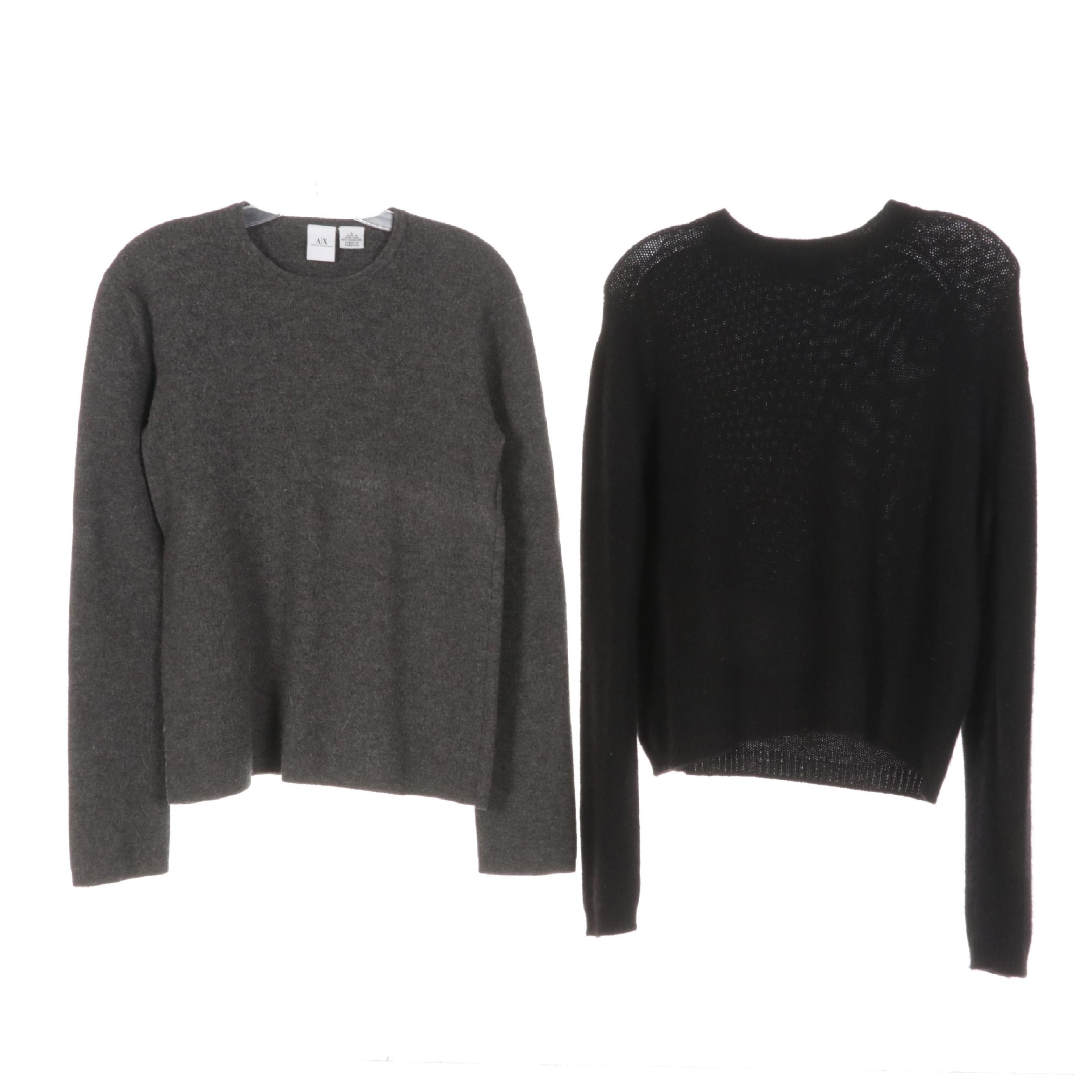 Prada Black Cashmere and Armani Exchange Wool Pullover Sweaters
