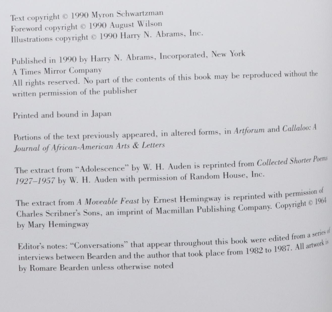 "Romare Bearden: His Life and Art" by Myron Schwartzman and More