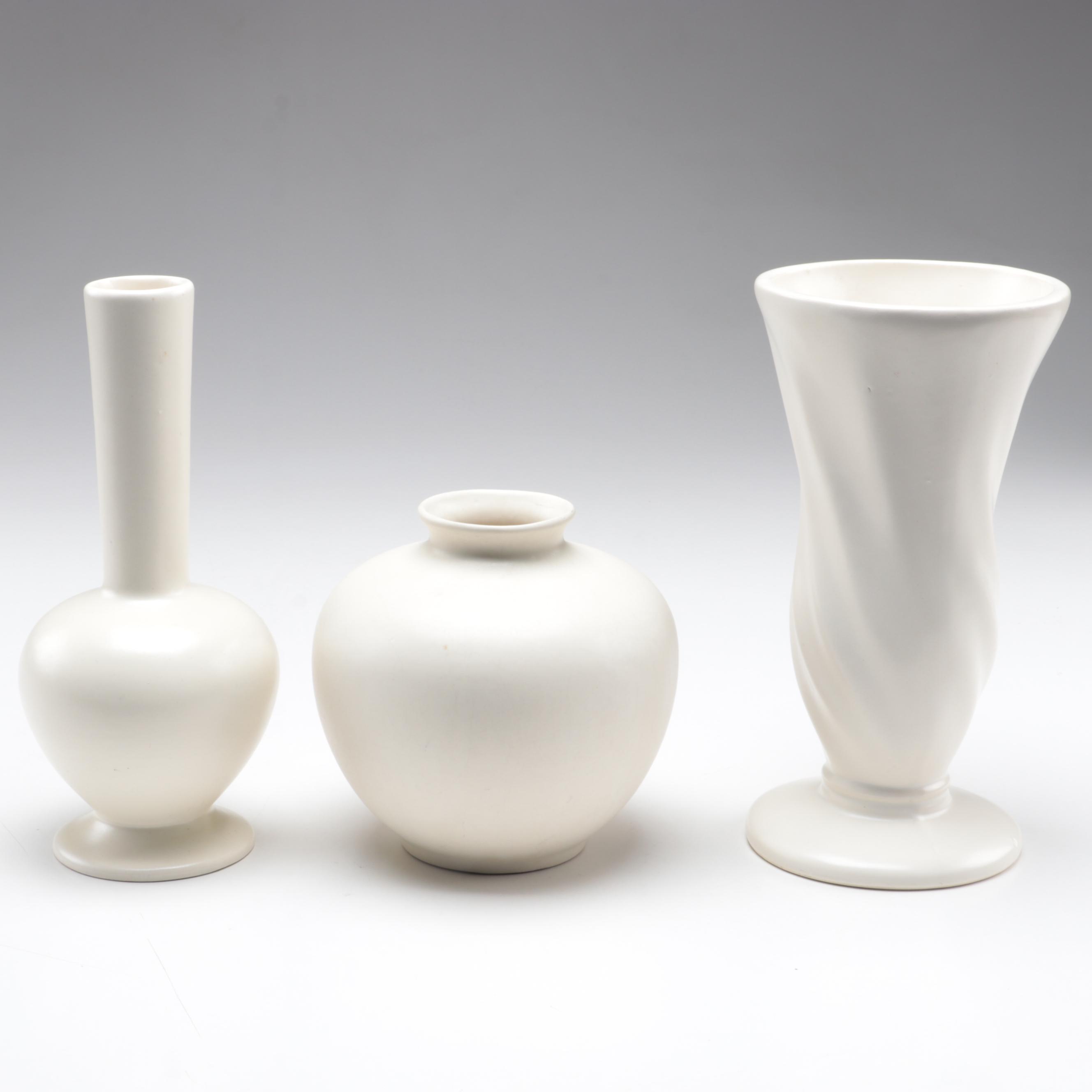 Roseville "Rozane Pattern" Flared Vase with Chinese and Other Art Pottery Vases