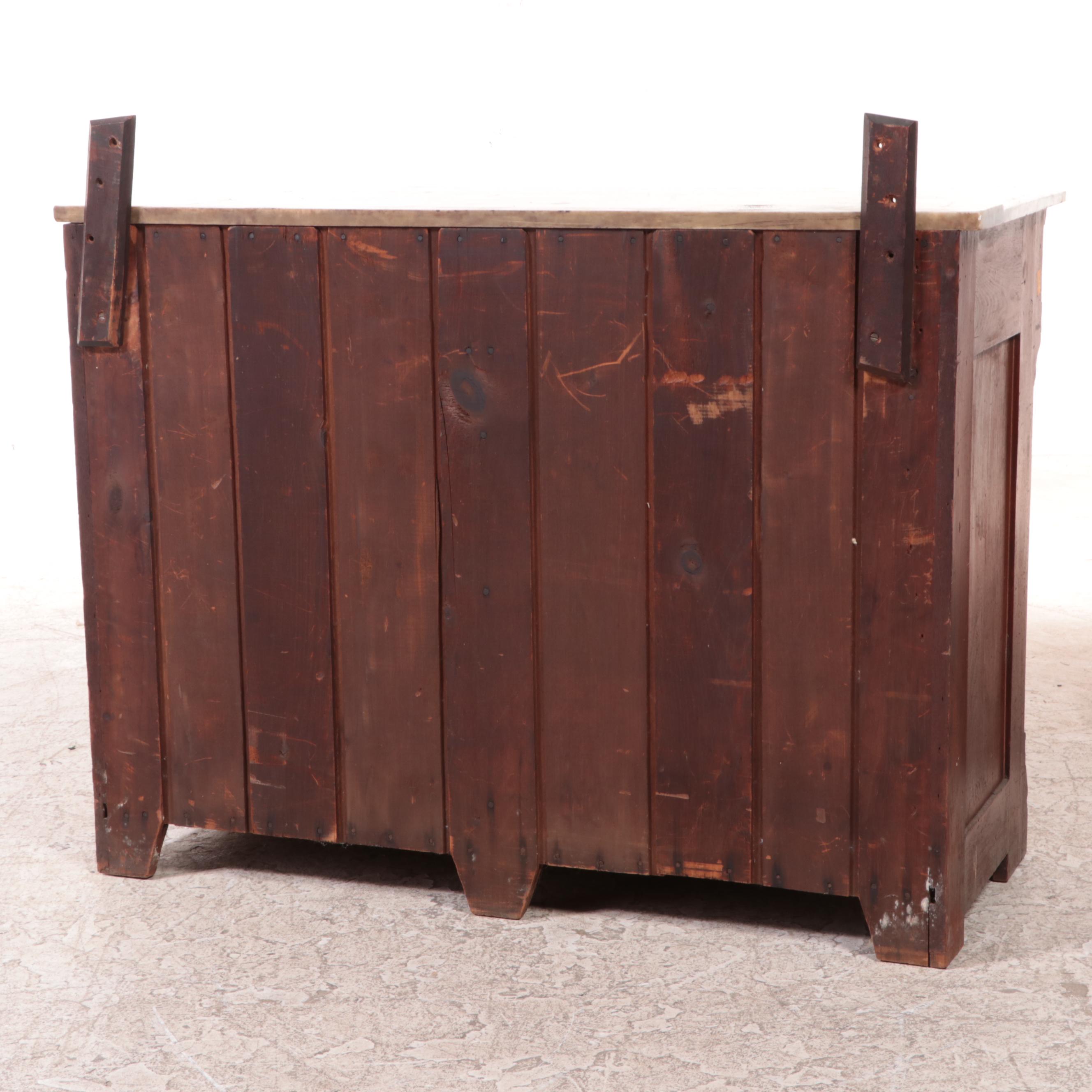 Victorian Eastlake Walnut and Burl Walnut Buffet with Mirror and Marble Top