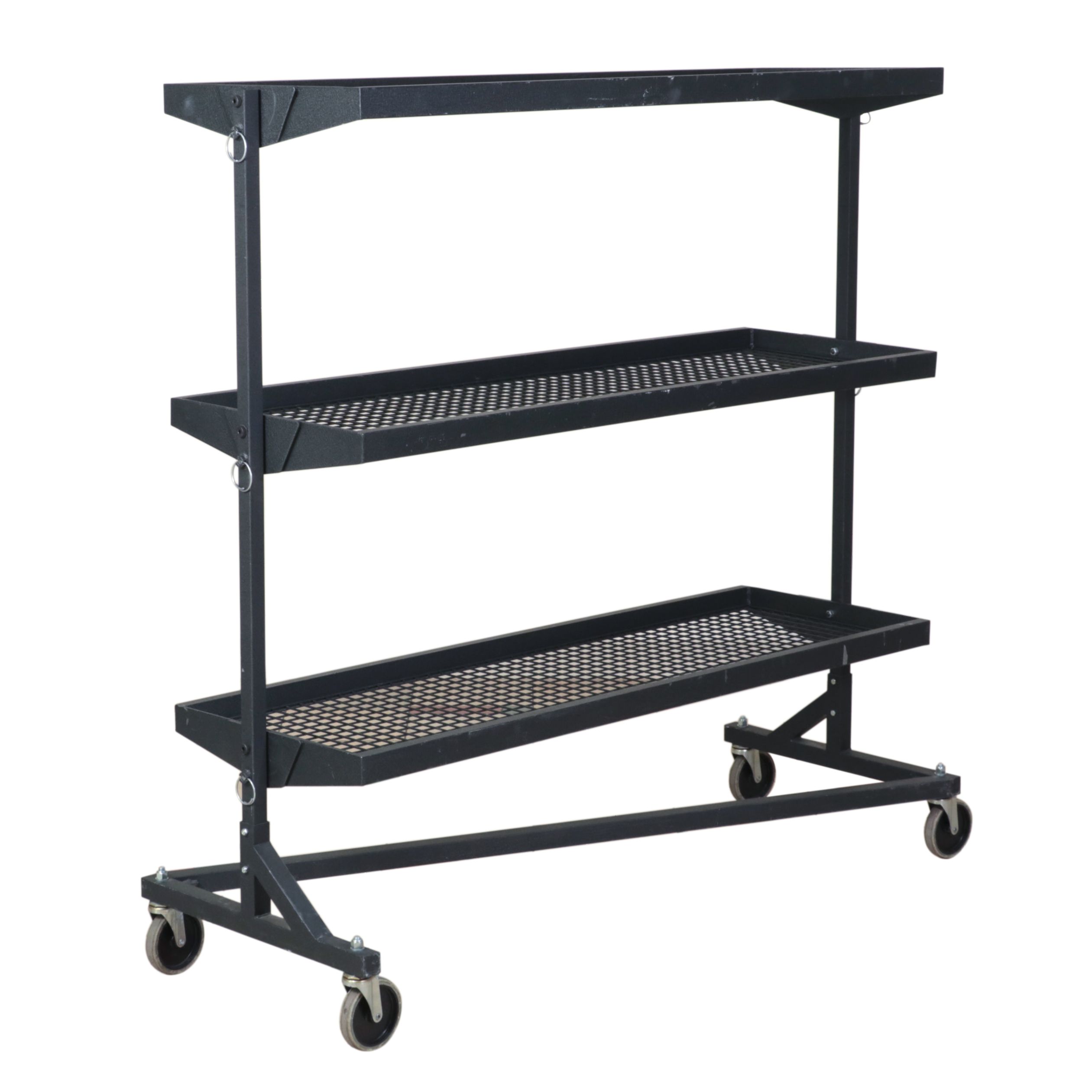 Black-Finished Metal Industrial Rolling Shelving Unit with Adjustable Shelves