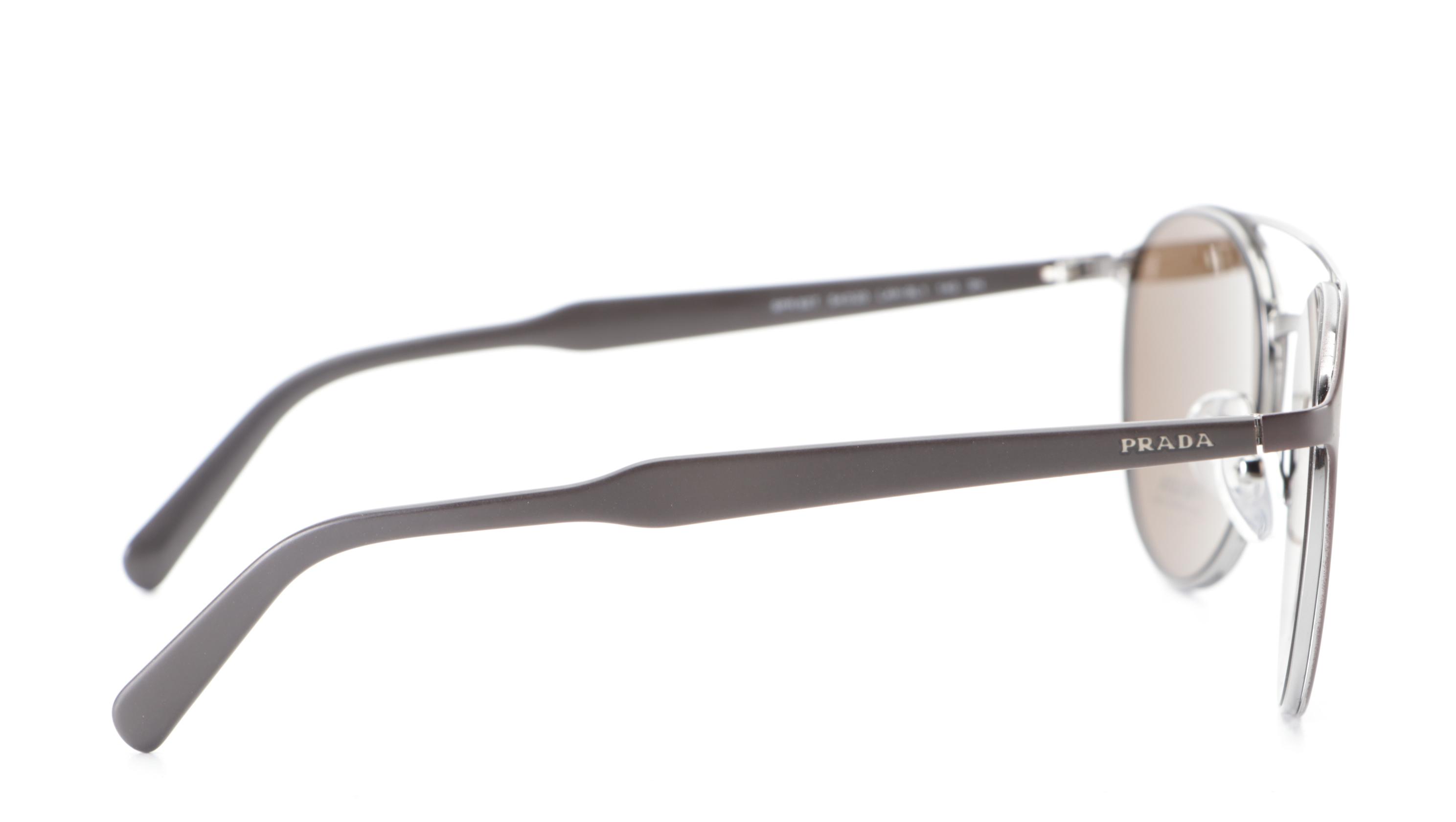 Prada SPR62T Aviator Sunglasses in Brown with Case and Box